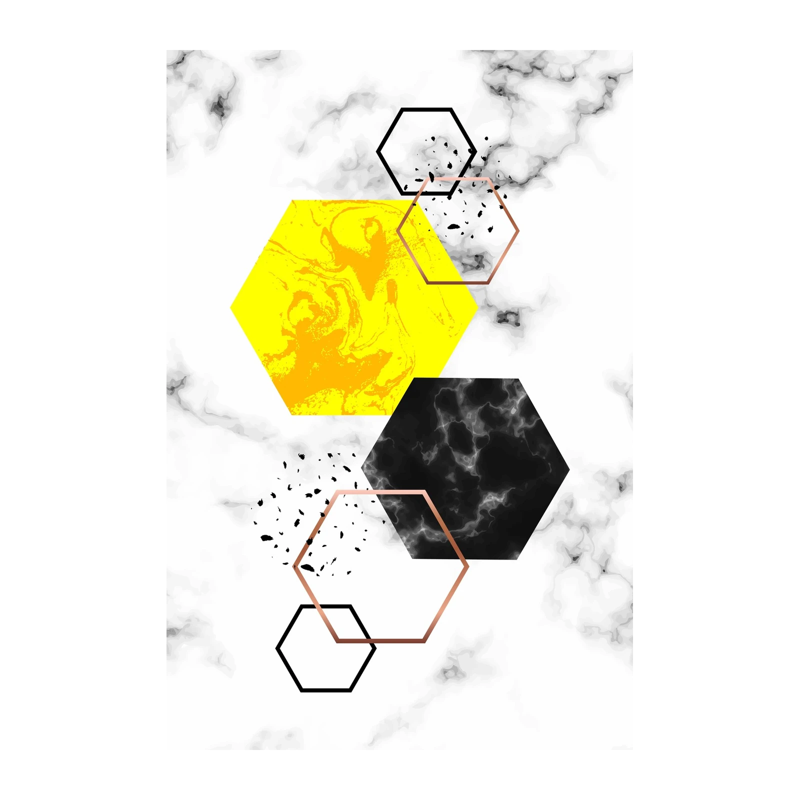 Modern Geometric Hexagon Marble Wall Art