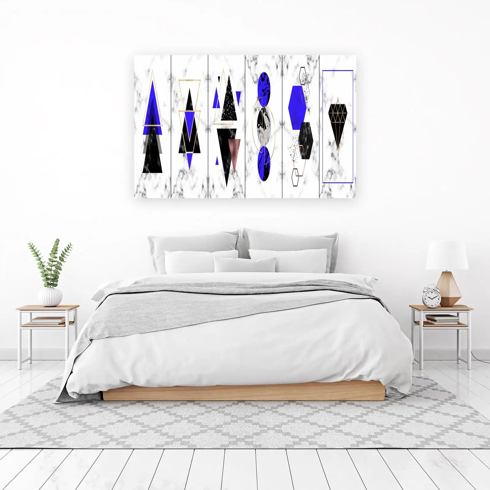 Geometric Abstract Art with Marble & Gold Wall Art