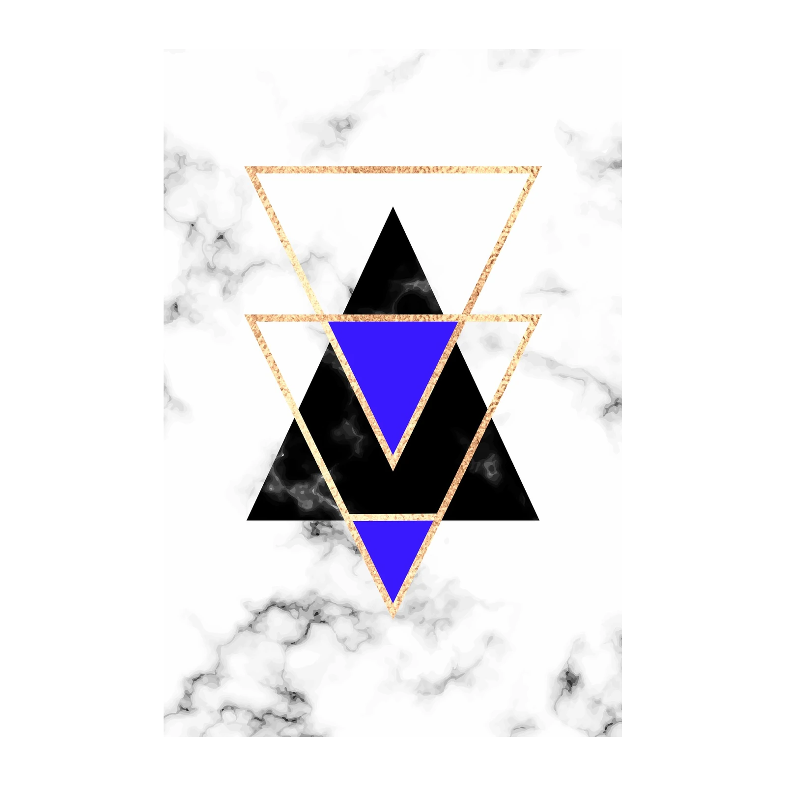 Geometric Triangles Gold Marble Wall Art