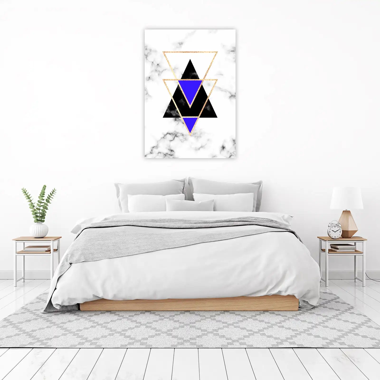 Geometric Triangles Gold Marble Wall Art