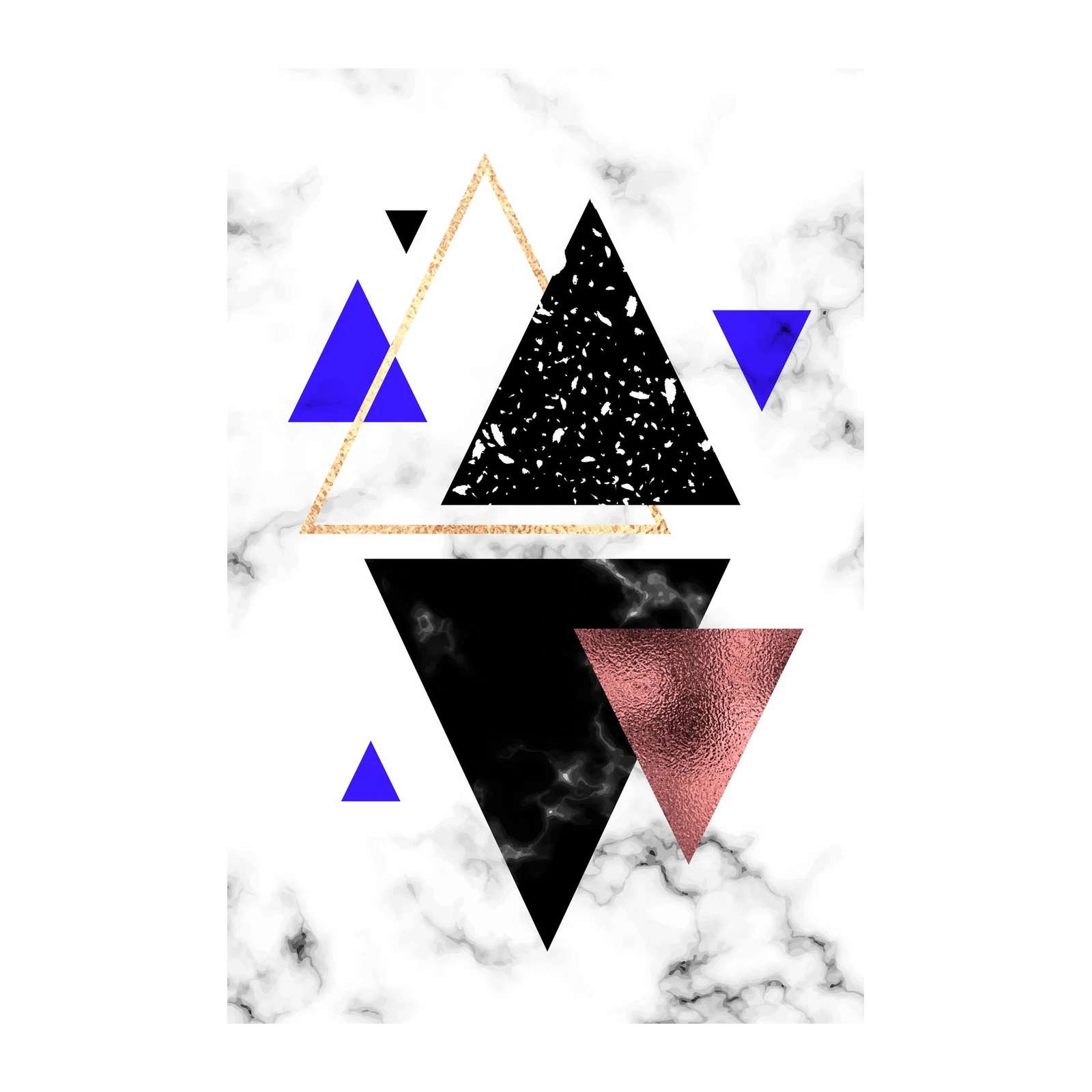 Geometric Marble Abstract Gold & Rose Gold Wall Art
