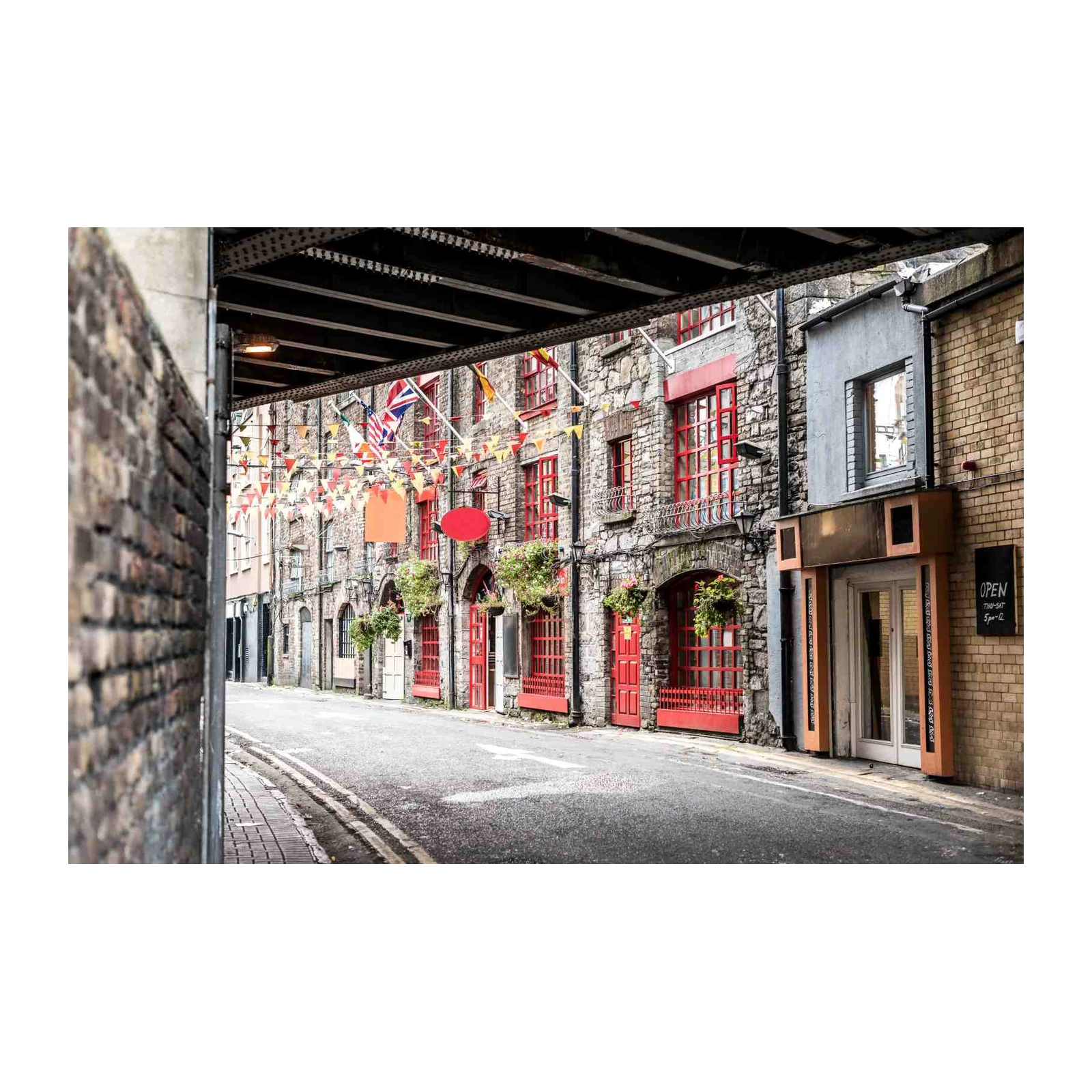 Vibrant Irish Alleyway Red Windows Wall Art