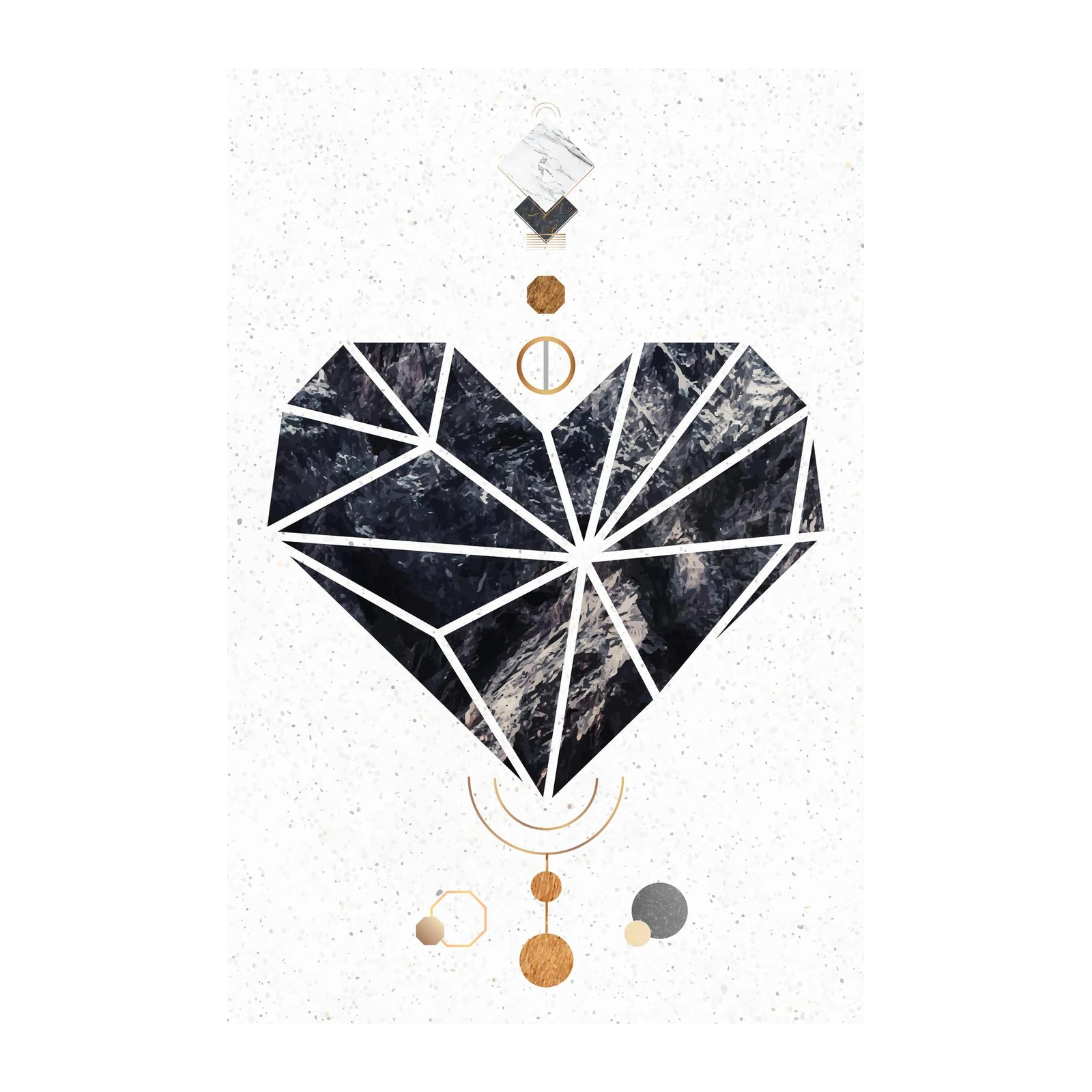 Geometric Heart Marble Texture Wall Art