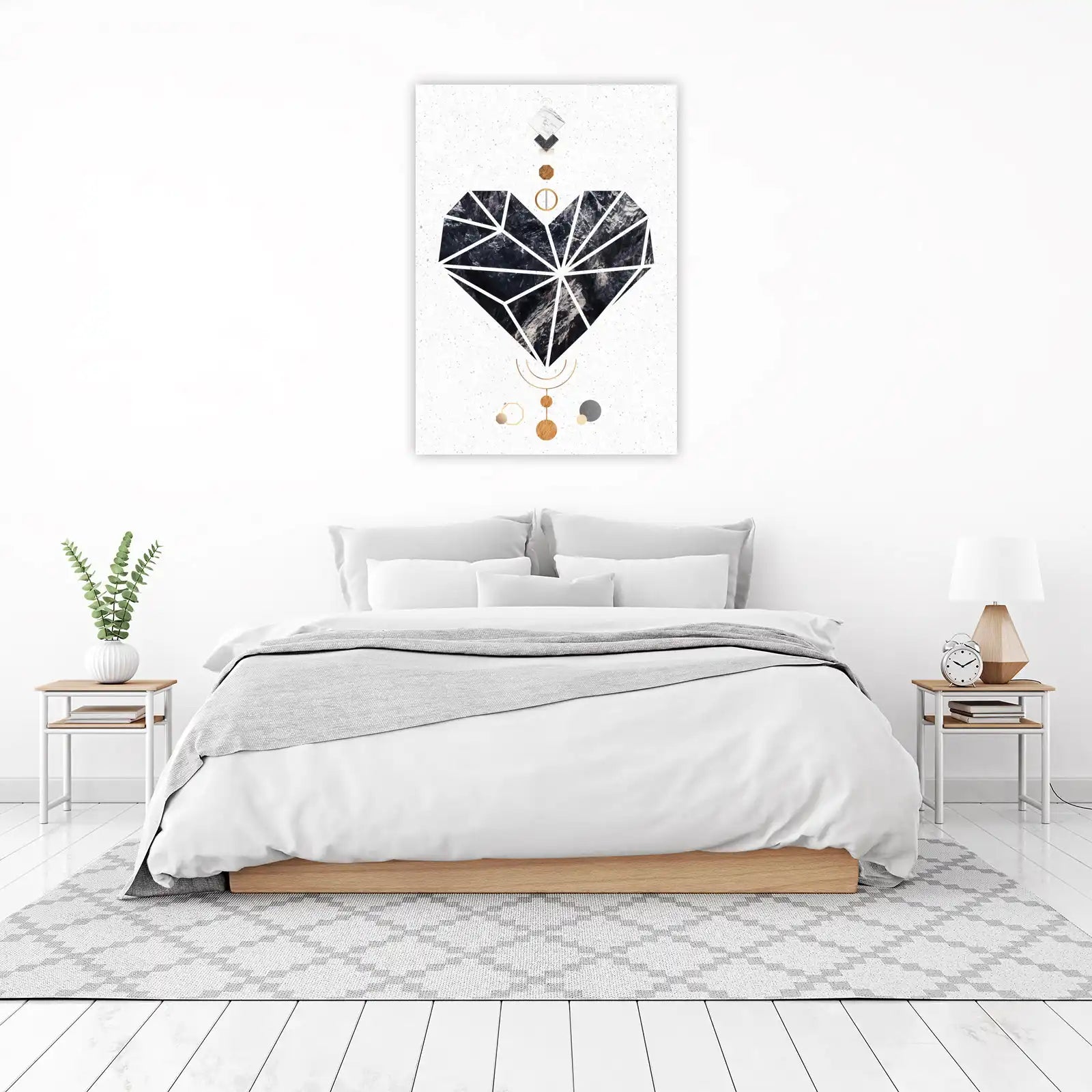 Geometric Heart Marble Texture Wall Art