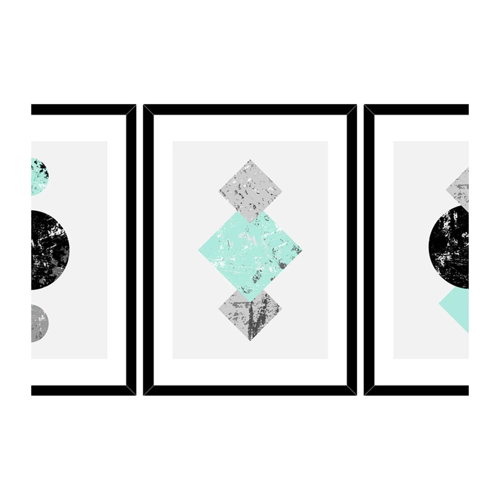 Modern Geometric Abstract Circles & Squares Wall Art
