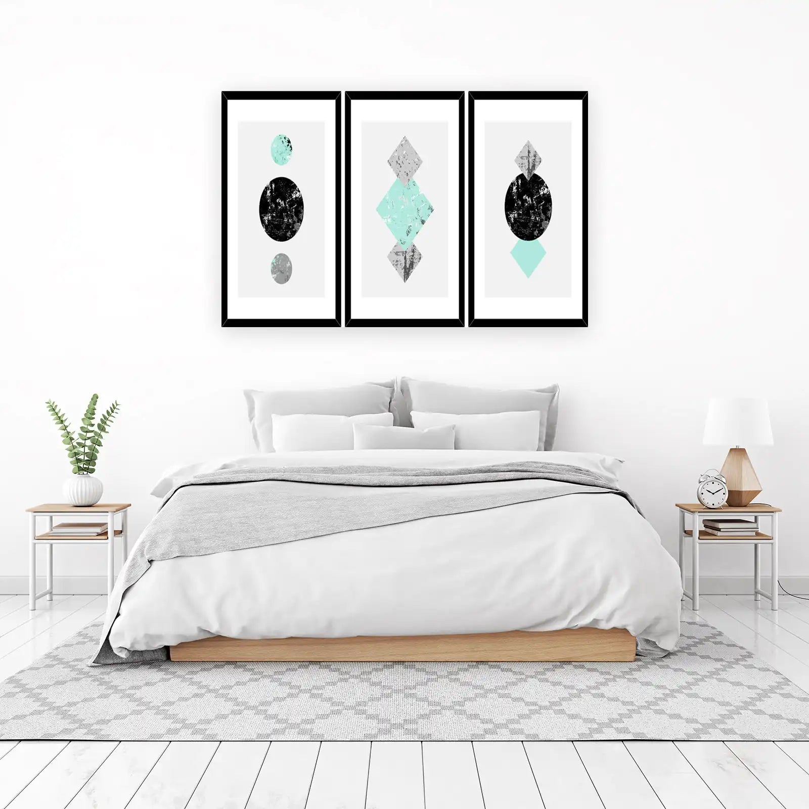 Modern Geometric Abstract Circles & Squares Wall Art