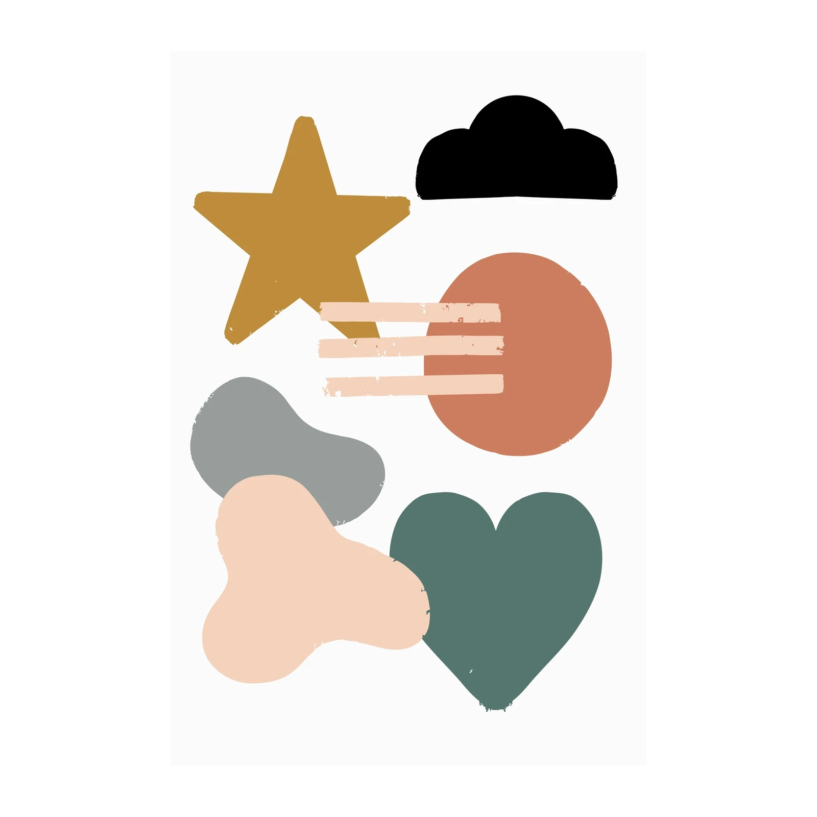 Boho Abstract Shapes Star Heart Wall Art