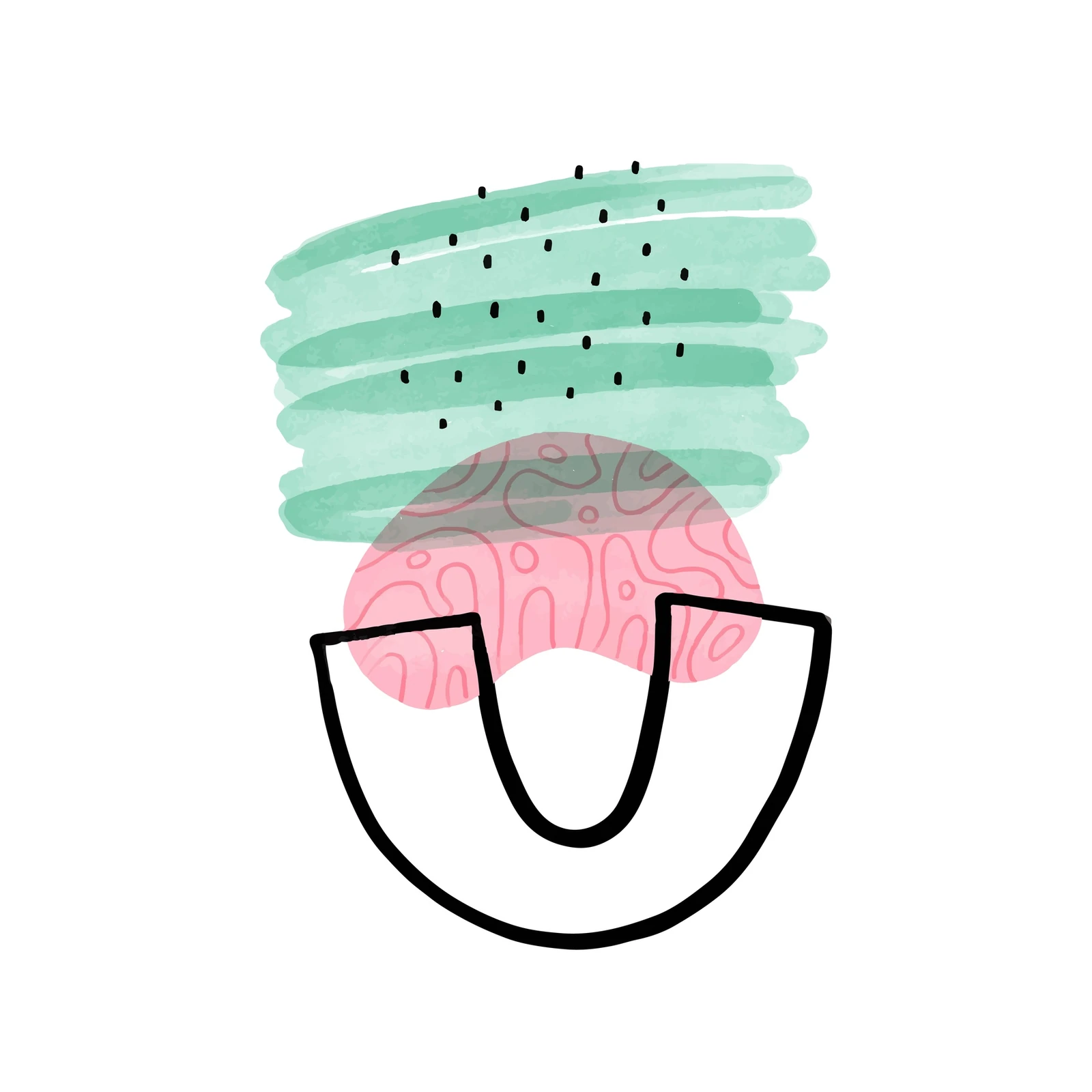 Abstract Boho Green & Pink Shapes Wall Art
