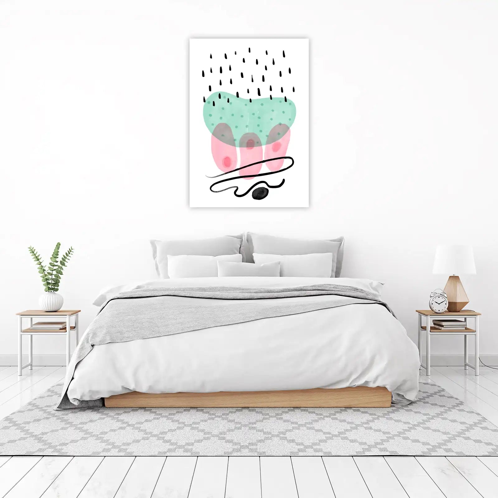 Abstract Mint & Pink Blobs Wall Art