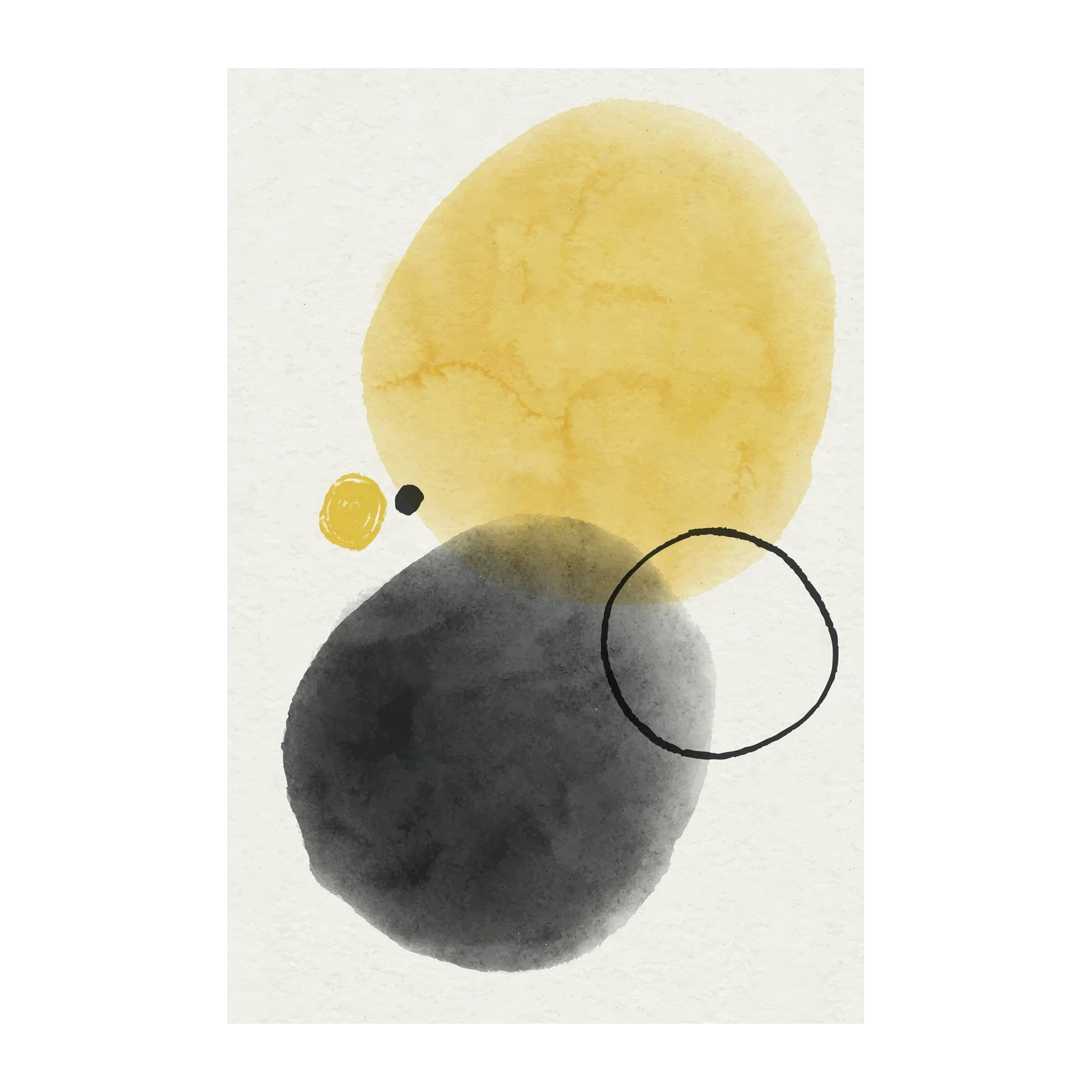 Abstract Mustard & Charcoal Circles Wall Art
