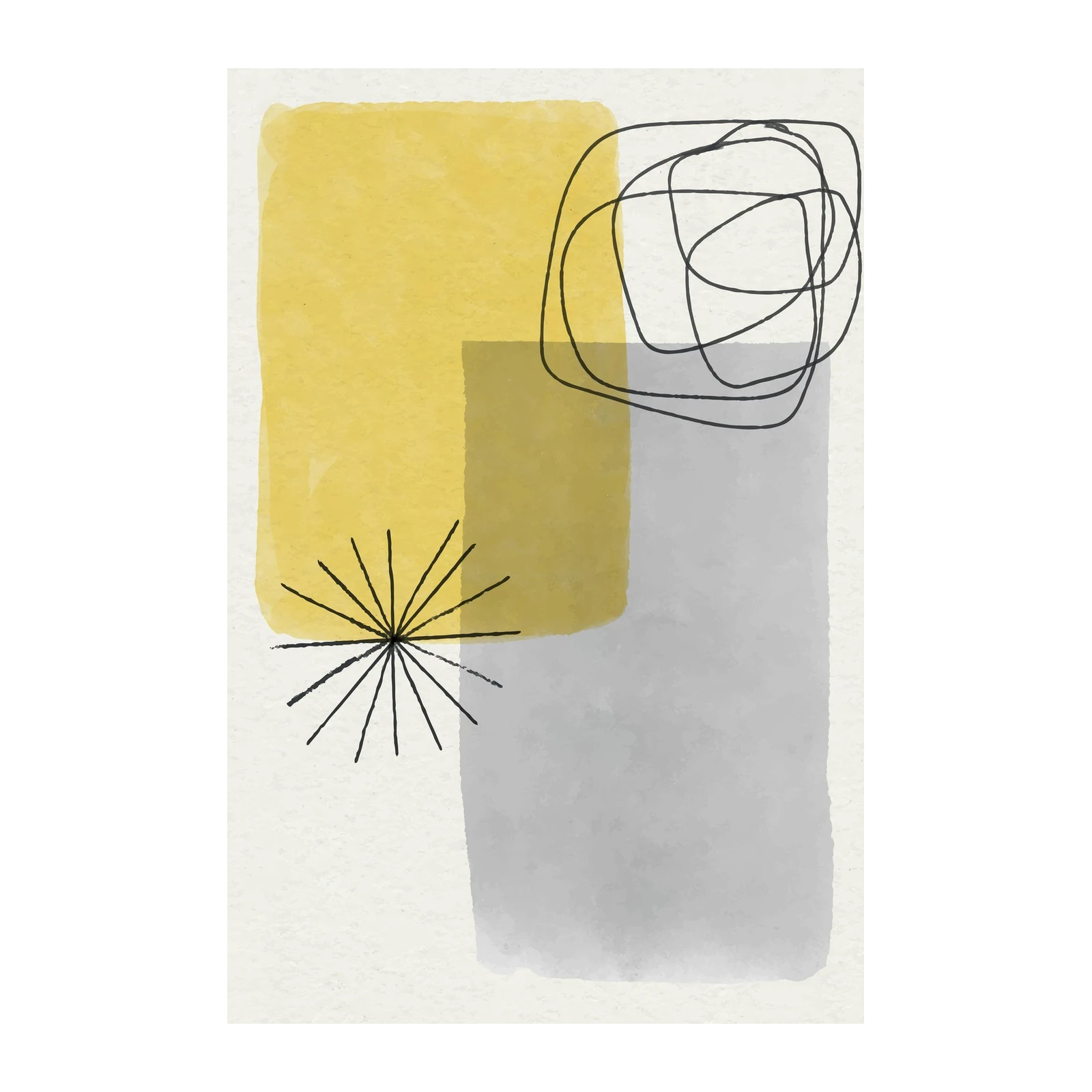 Modern Abstract Yellow & Grey Wall Art