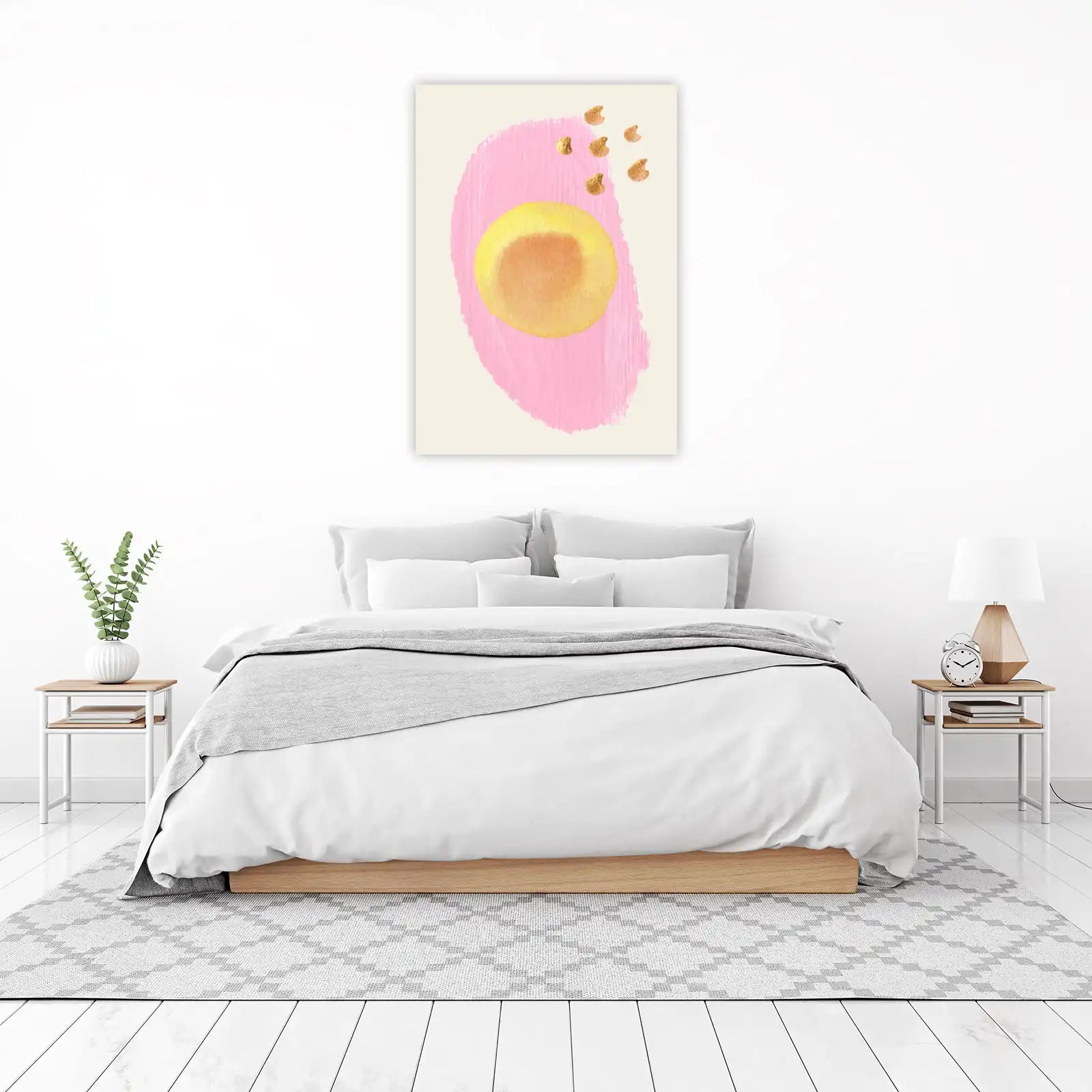 Blush Abstract Circles Gold Accent Wall Art