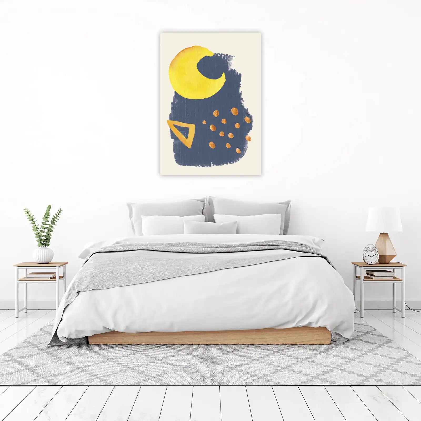Modern Celestial Abstract Yellow Moon Wall Art