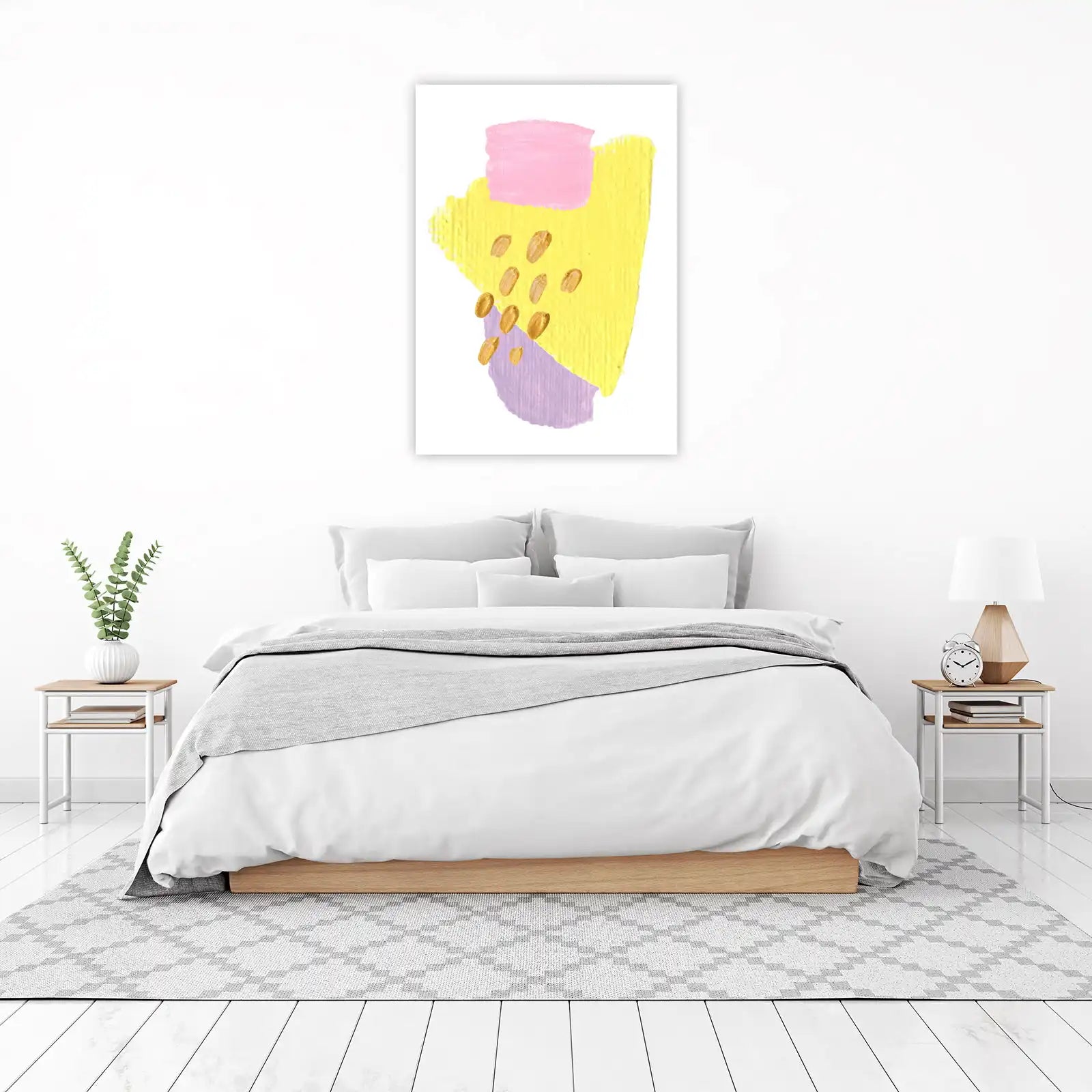 Abstract Gold Dot Pastel Burst Wall Art