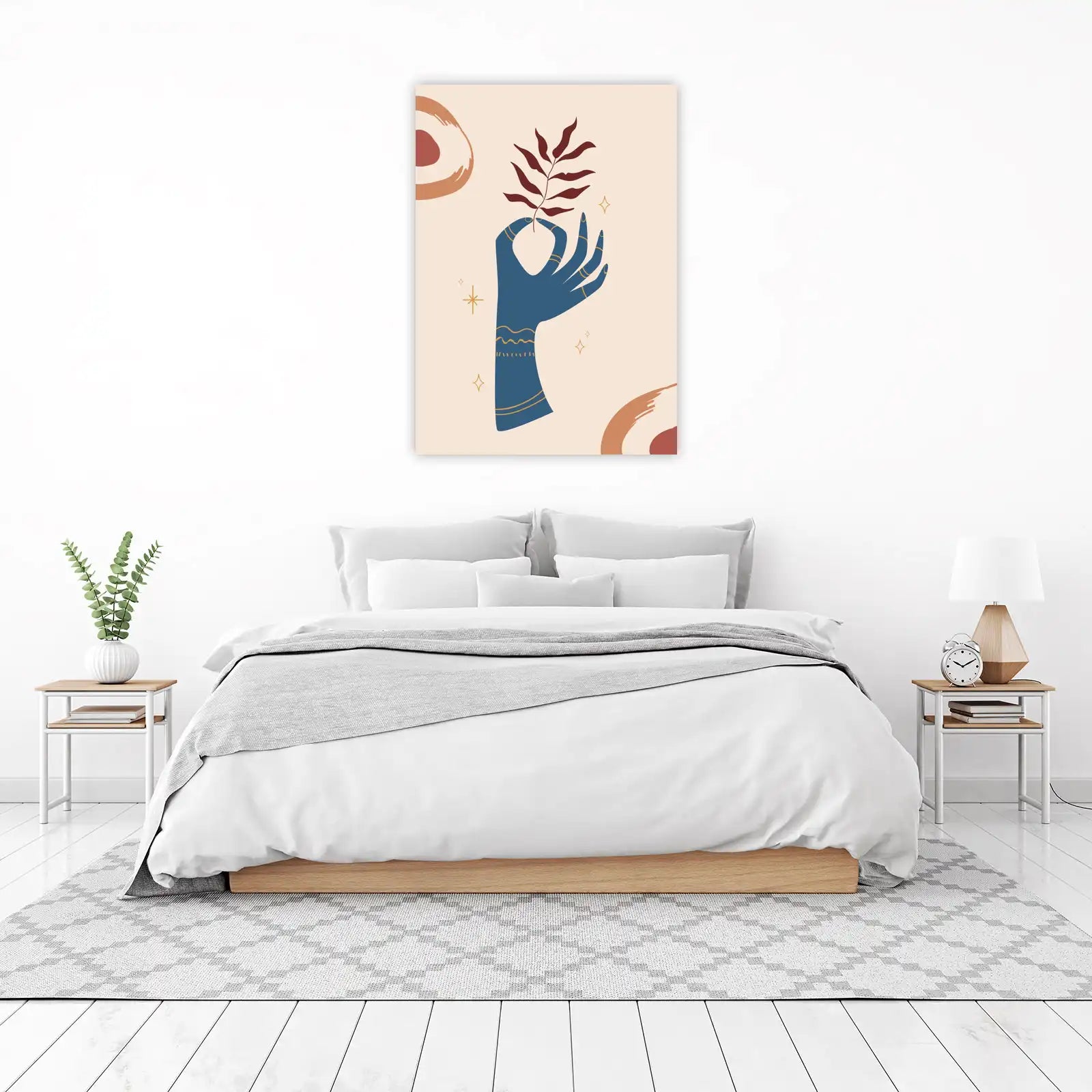 Boho Blue Hand Botanical Art Wall Art