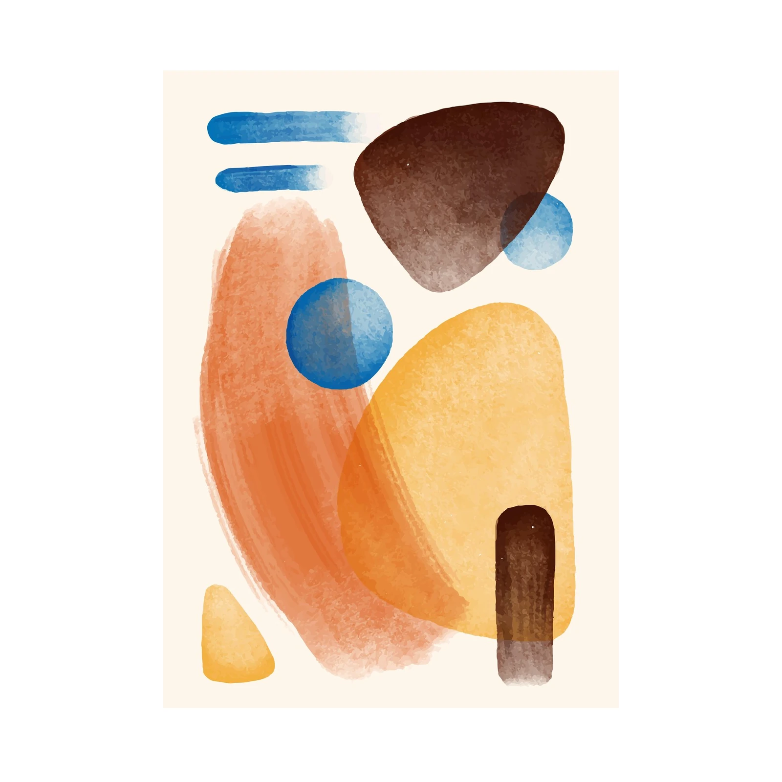 Boho Abstract Shapes Watercolor Wall Art