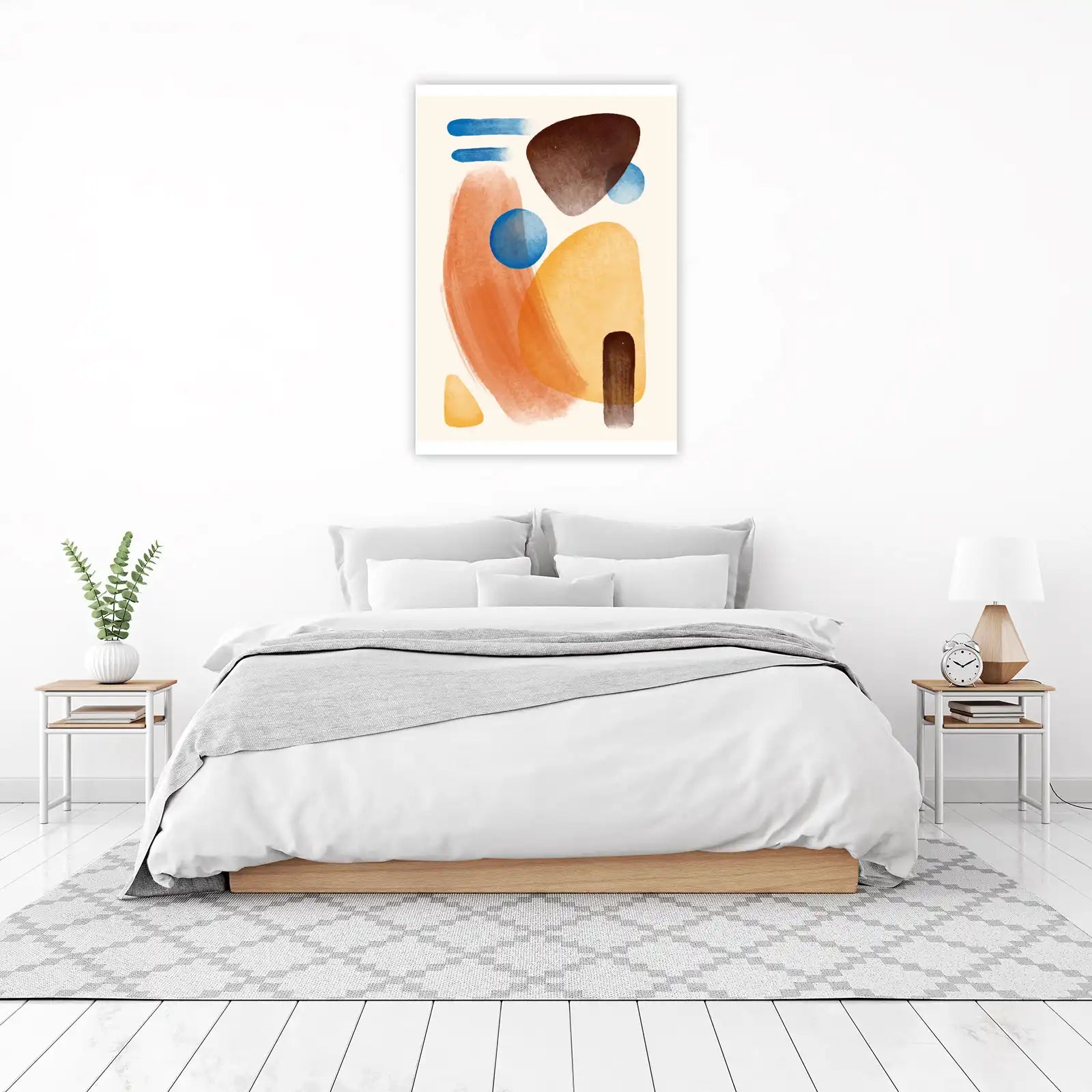 Boho Abstract Shapes Watercolor Wall Art
