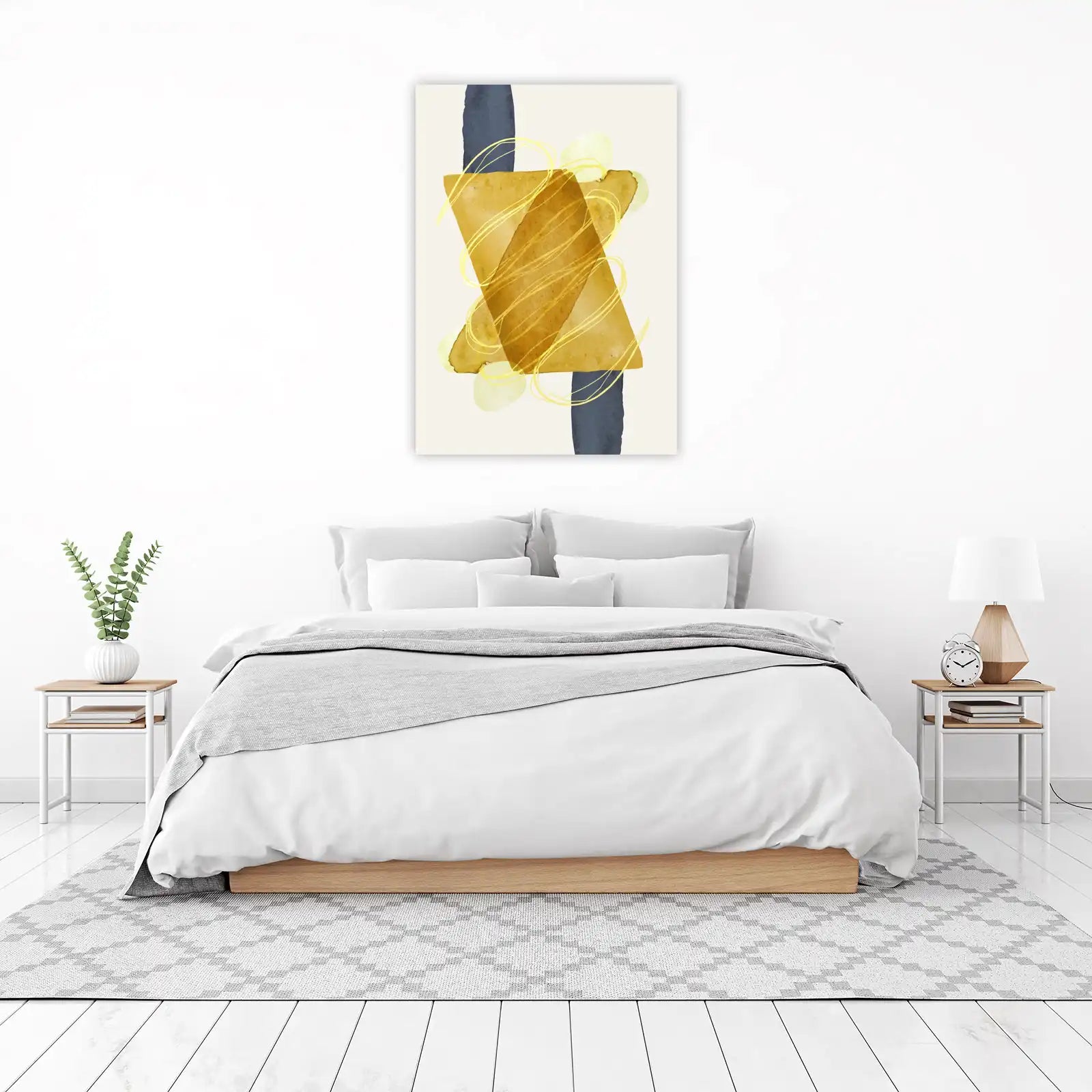 Abstract Ochre & Navy Geometric Wall Art
