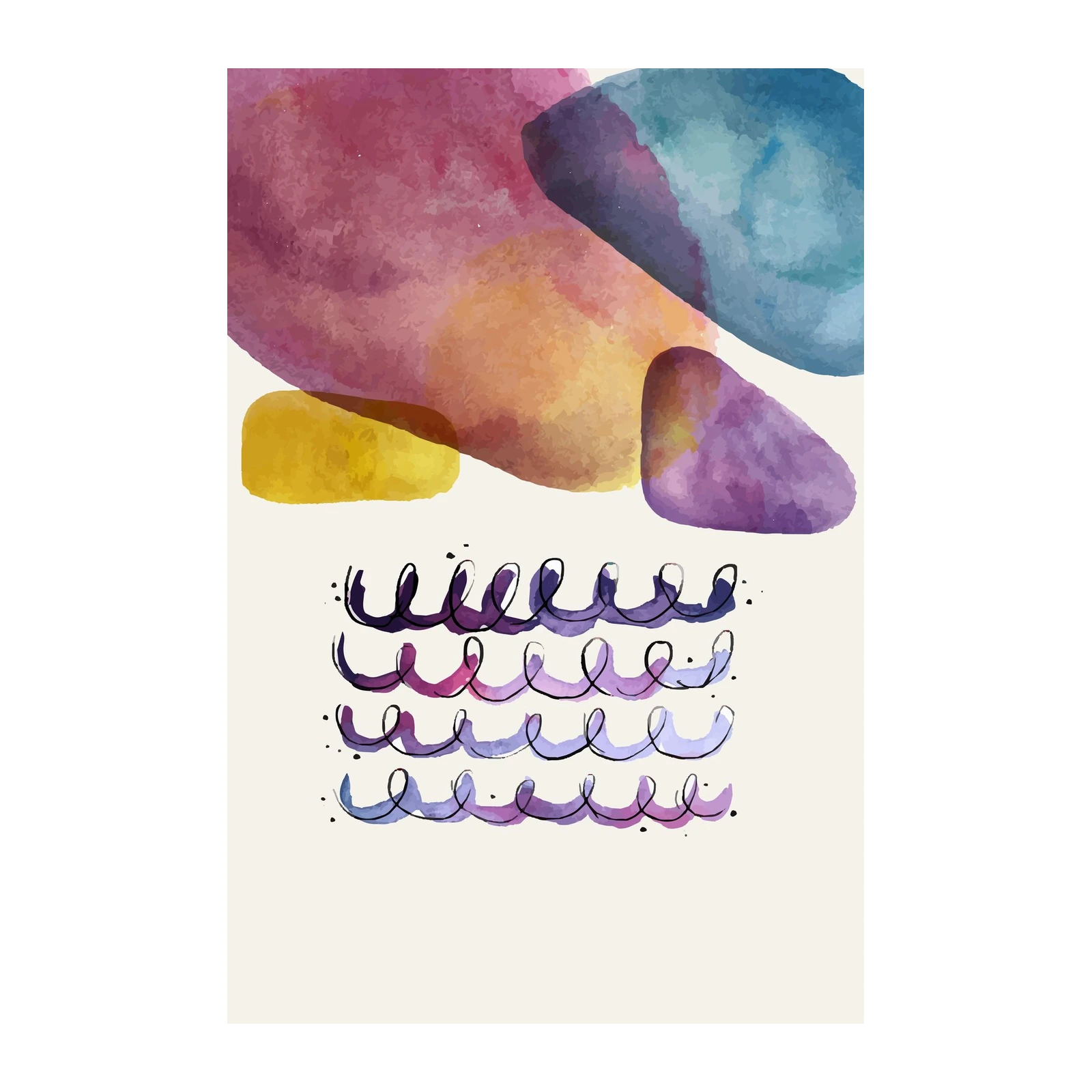 Abstract Watercolor Swirls Wall Art