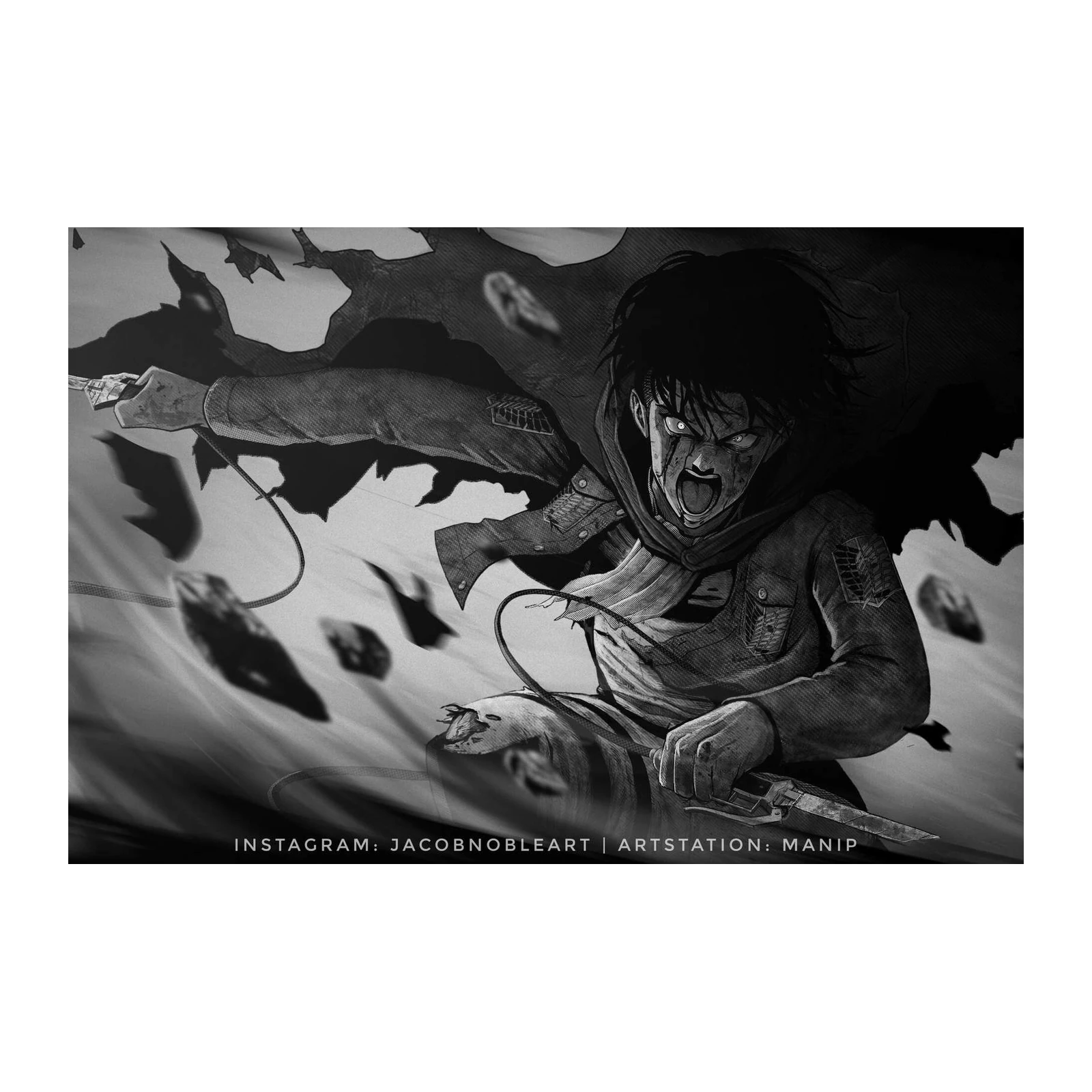 Epic Levi Ackerman Attack Wall Art