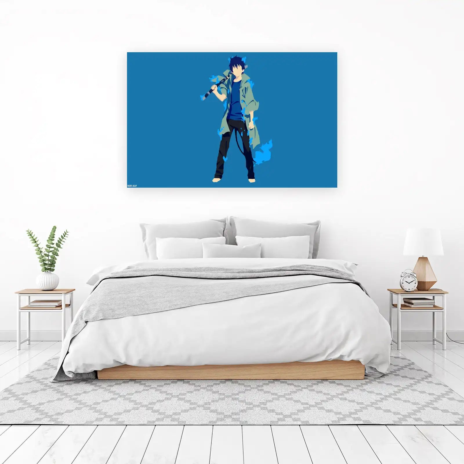Anime Fire Demon Sword Master Wall Art