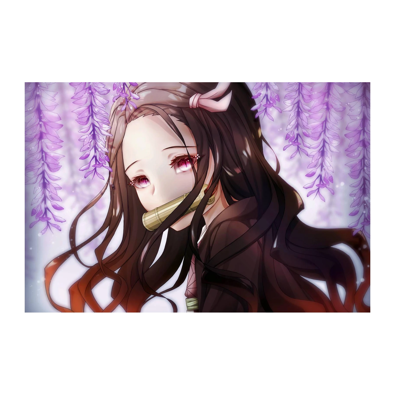 Enchanting Anime Girl Wisteria Wall Art