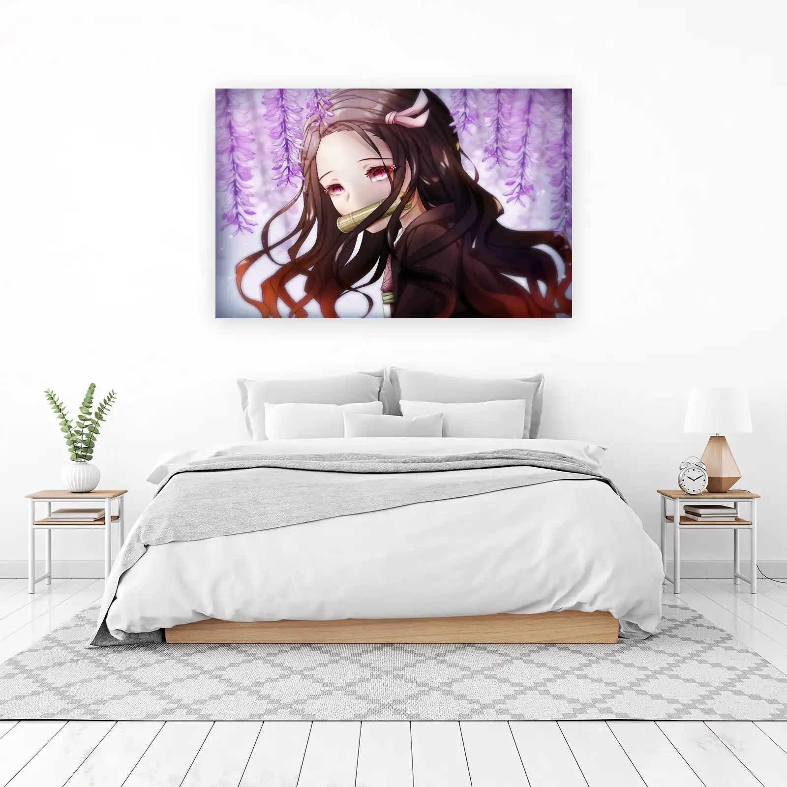 Enchanting Anime Girl Wisteria Wall Art