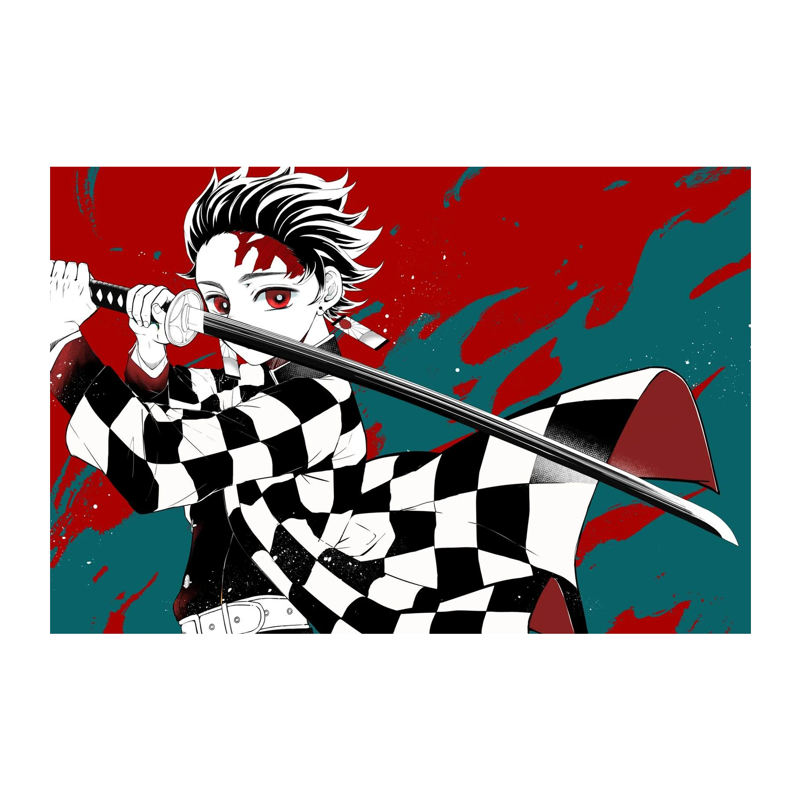 Dynamic Anime Warrior Sword Wall Art