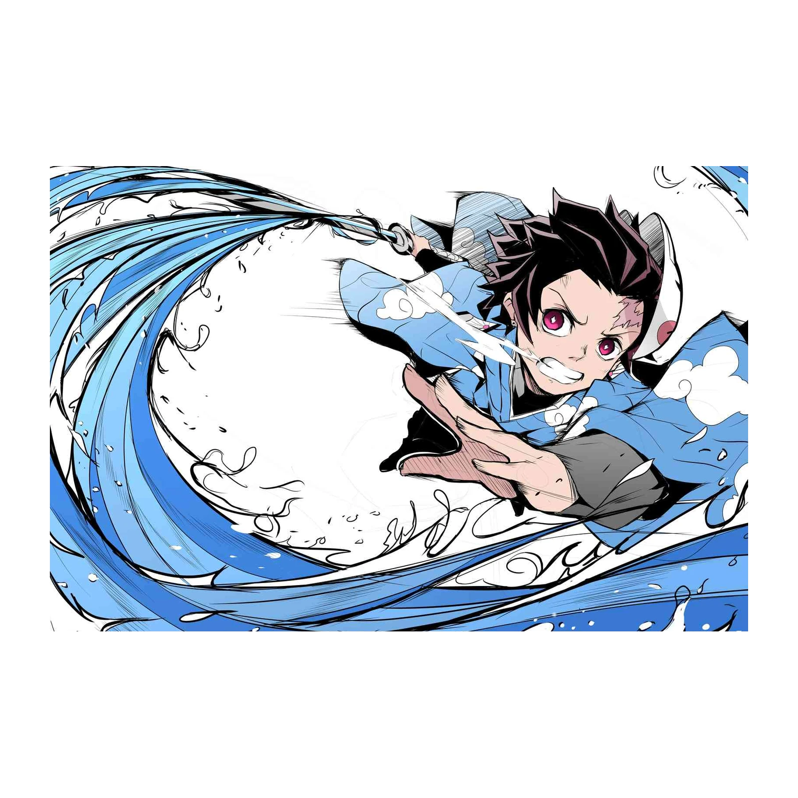 Dynamic Water Breathing Tanjiro Wall Art