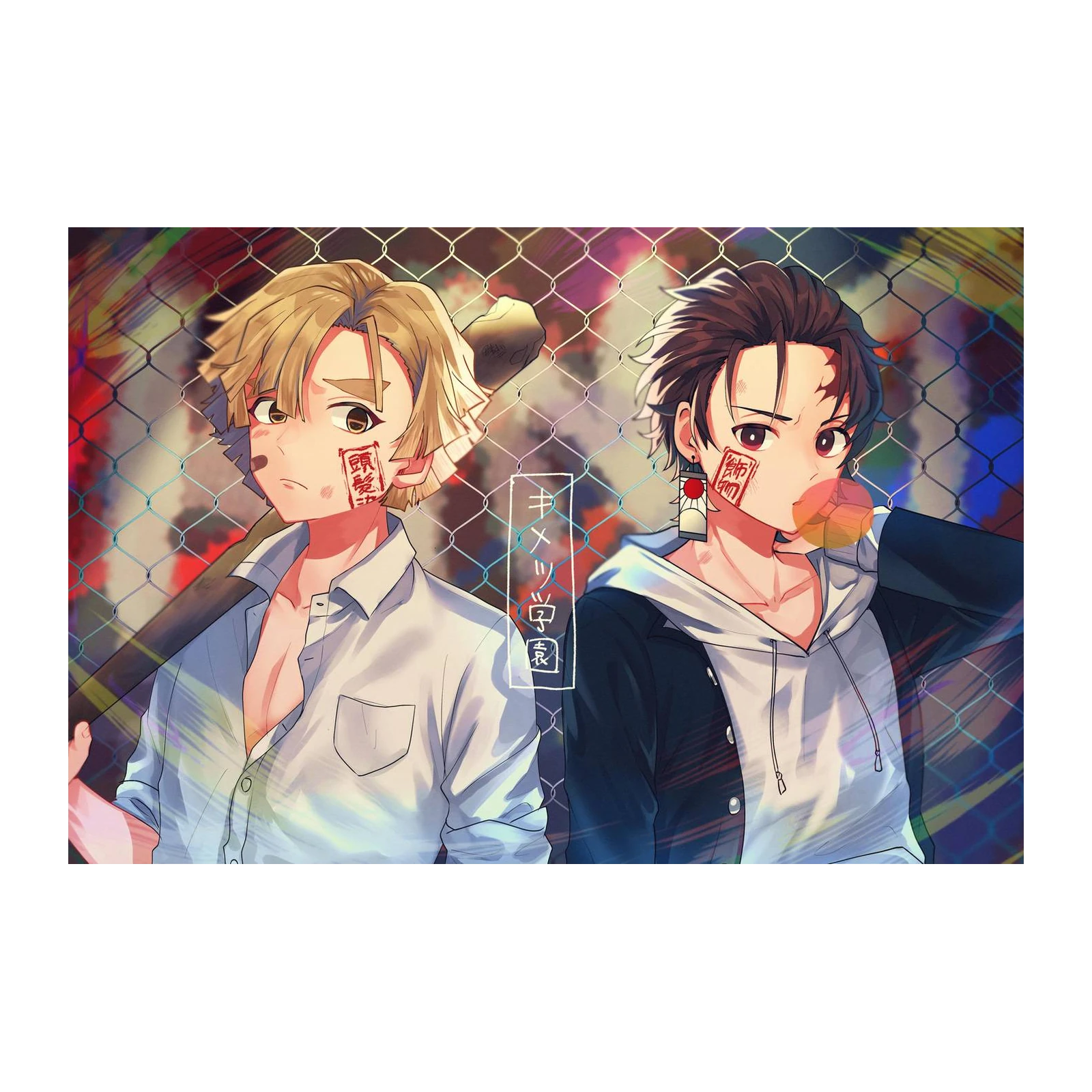 Anime Duo Baseball Bat Wall Art
