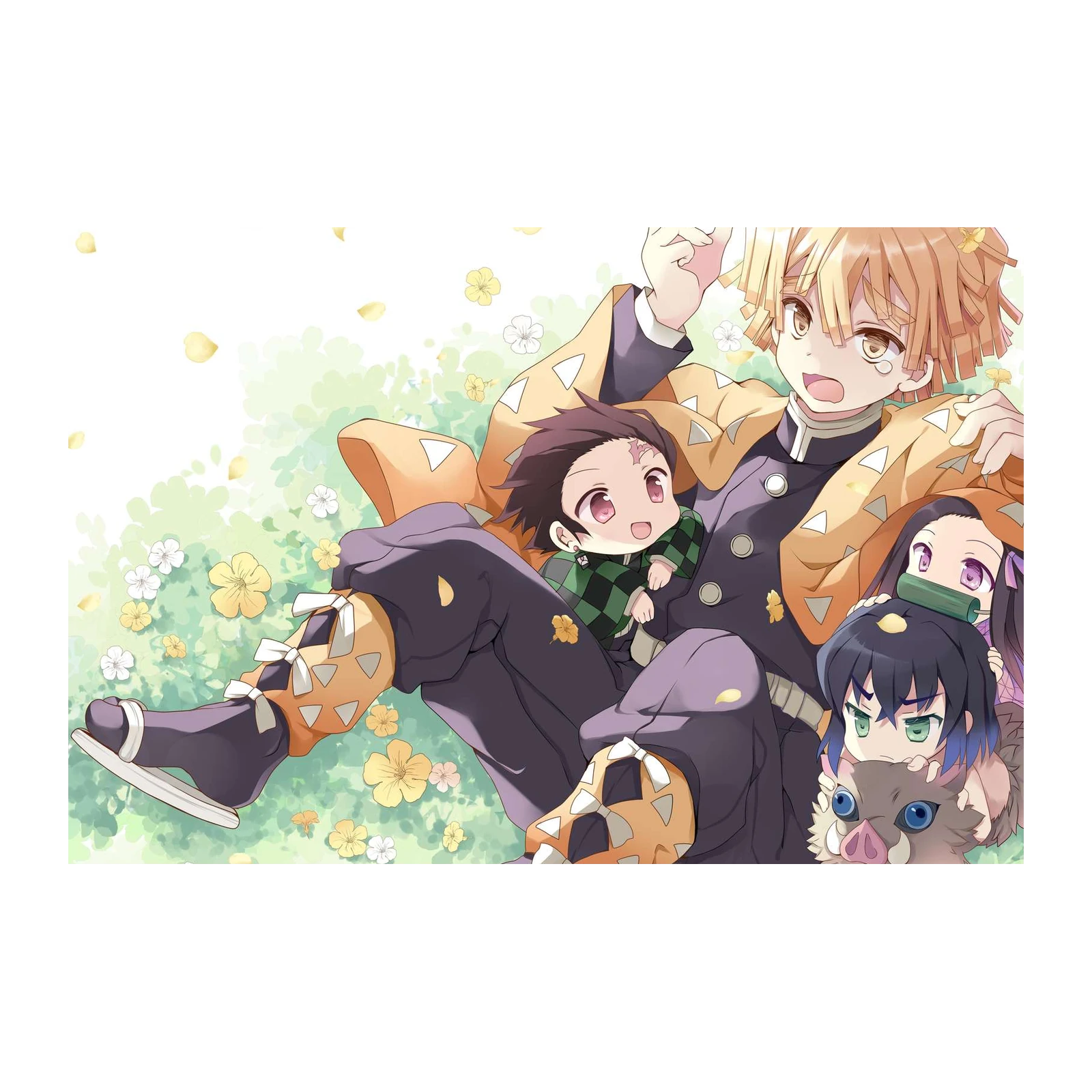 Cute Demon Slayer Zenitsu Tanjiro Nezuko Inosuke Wall Art