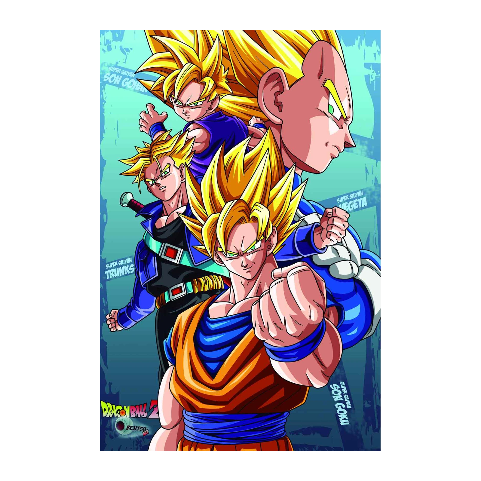 Super Saiyan Goku, Vegeta, Gohan, Trunks Wall Art