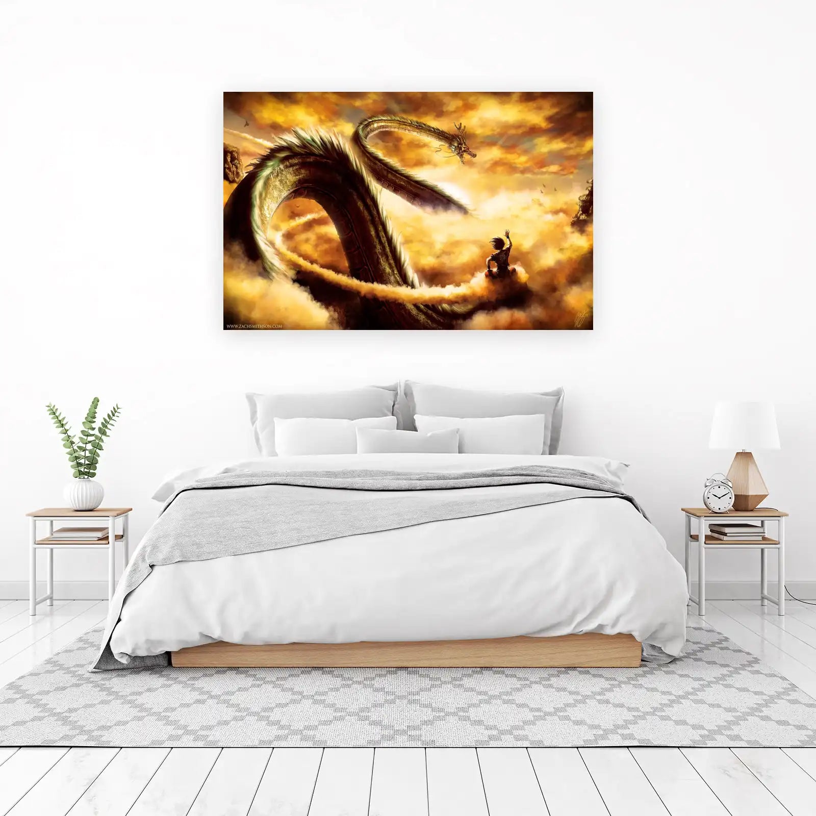 Epic Dragon & Warrior Sky Wall Art
