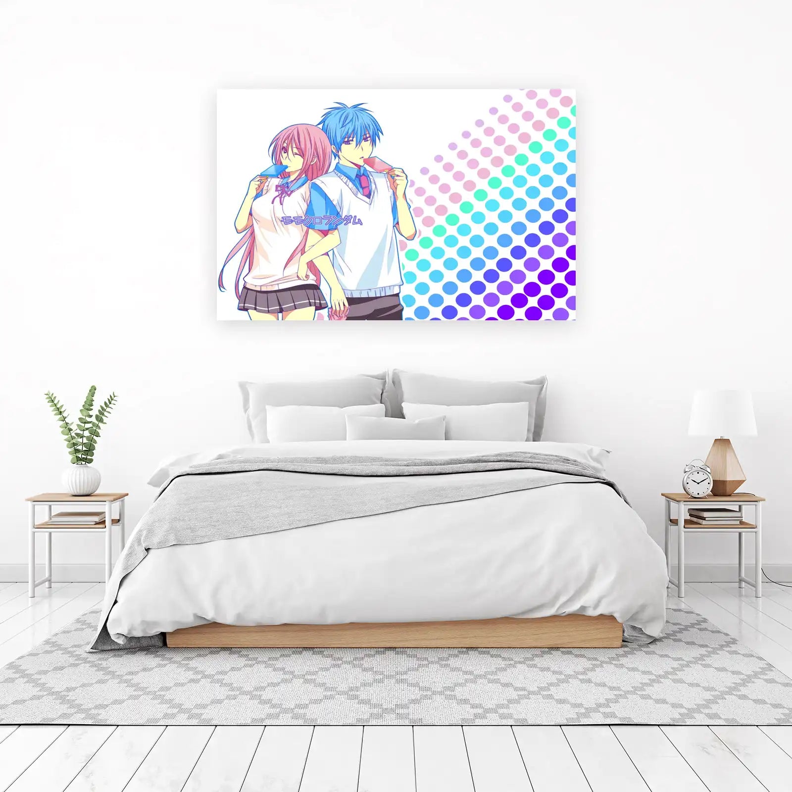 Cute Anime Couple Ice Cream Wall Art