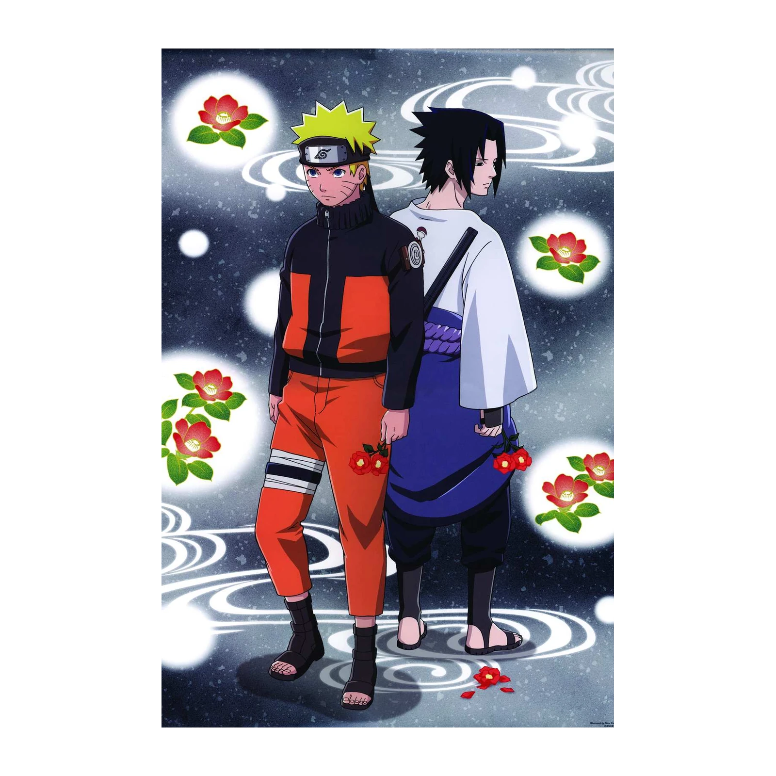 Naruto & Sasuke Floral Bond Wall Art