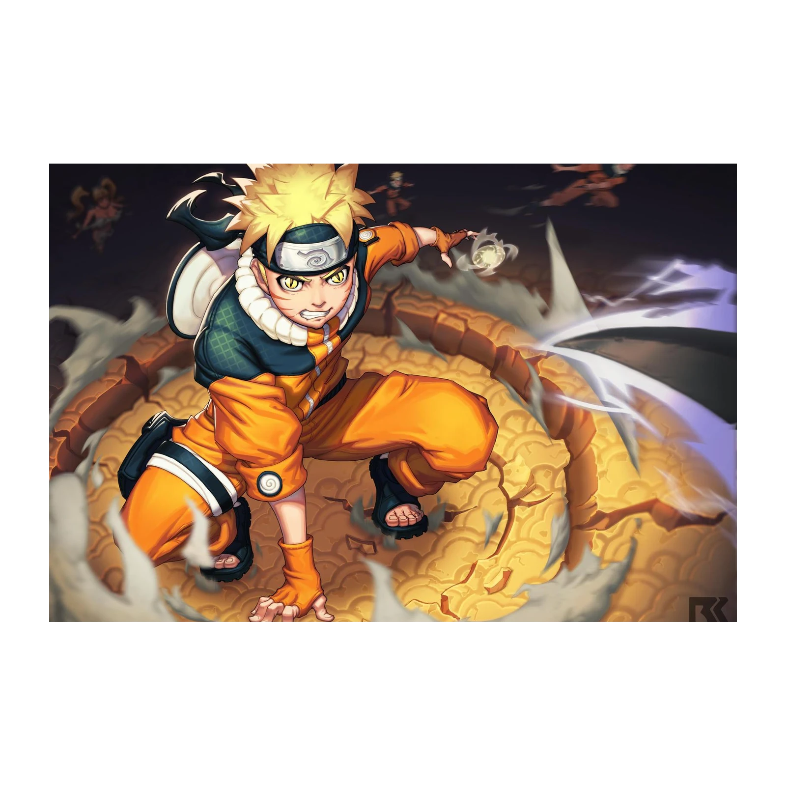 Dynamic Naruto Rasengan Attack Wall Art