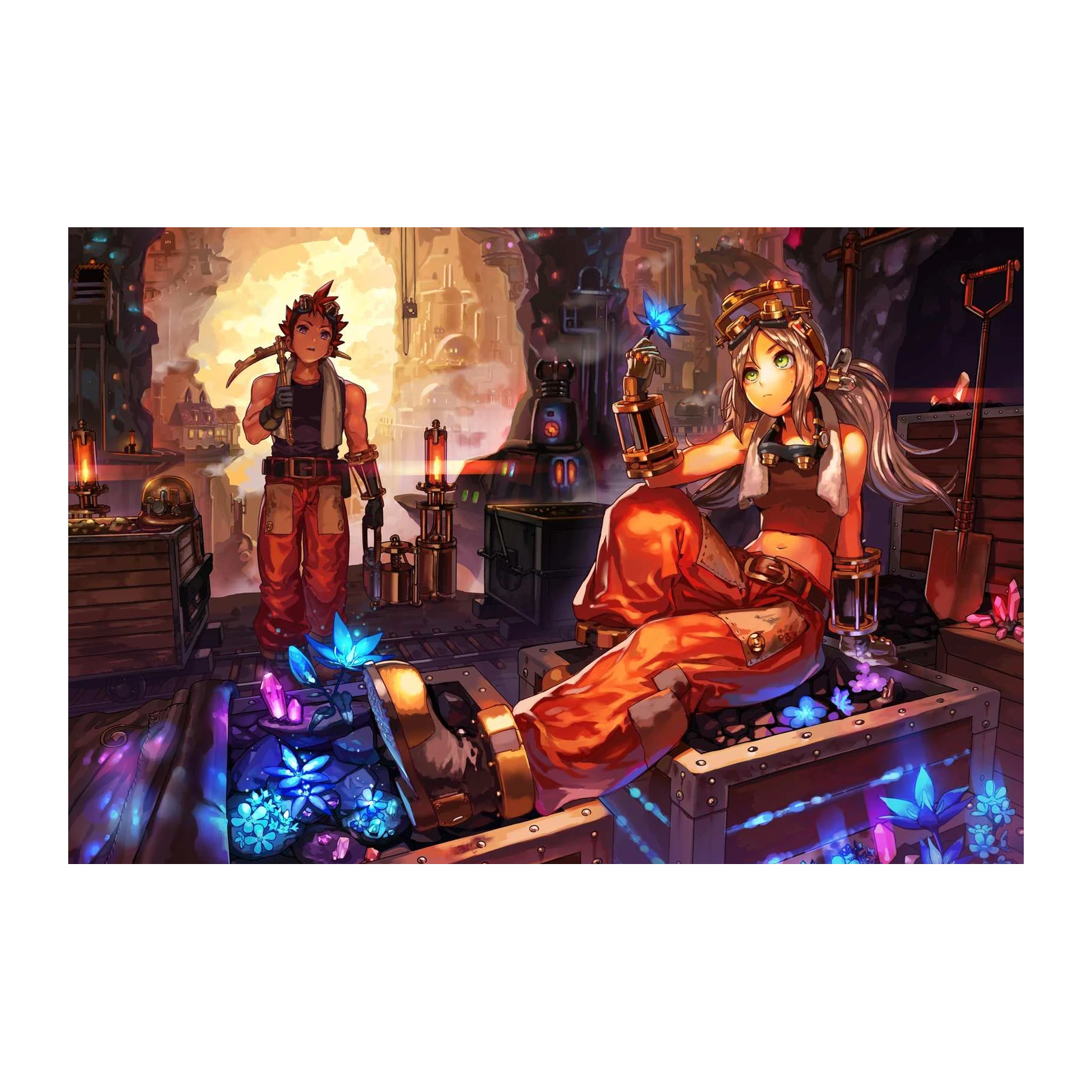 Steampunk Adventurers Crystal Mining Wall Art