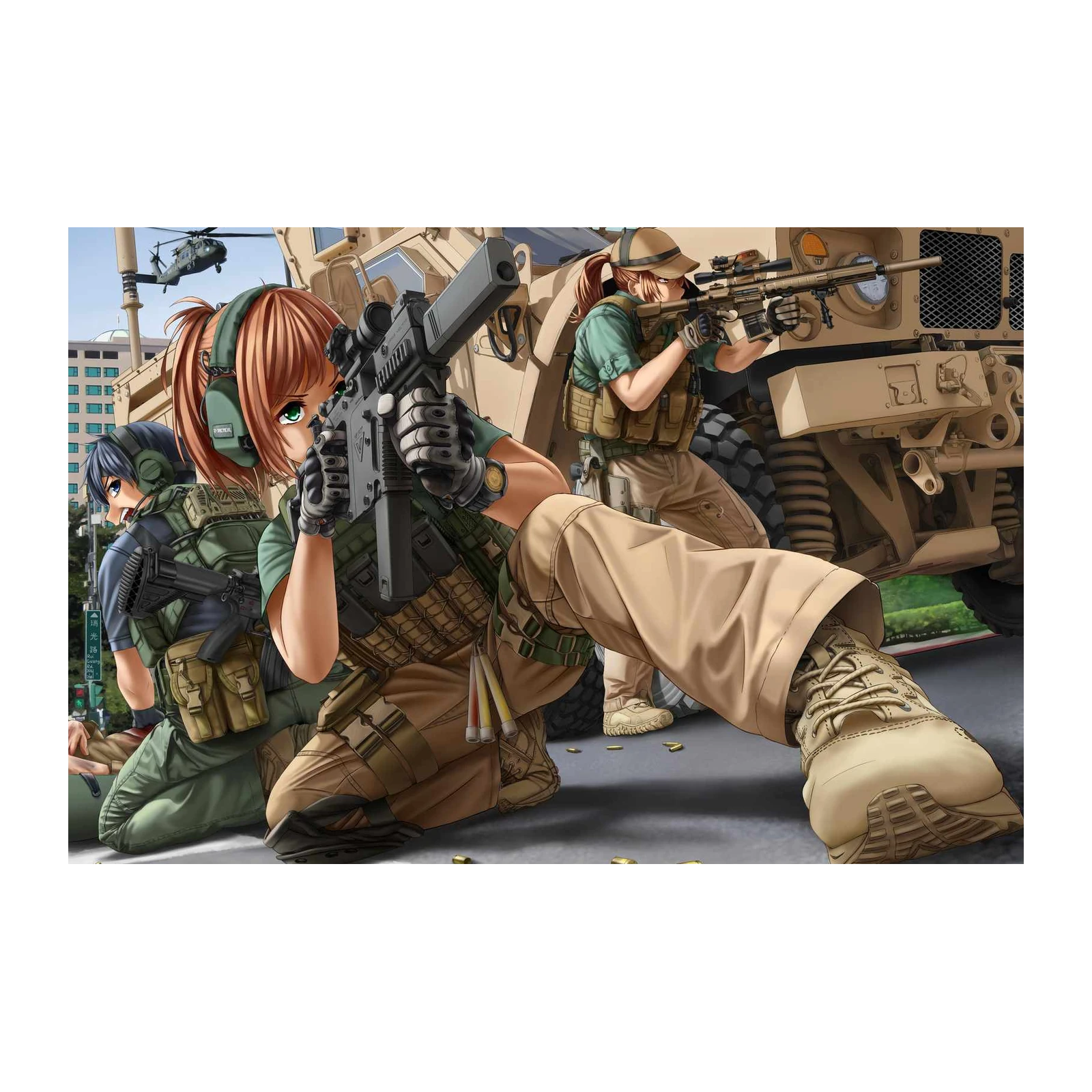 Anime Military Girls Tactical Combat Wall Art