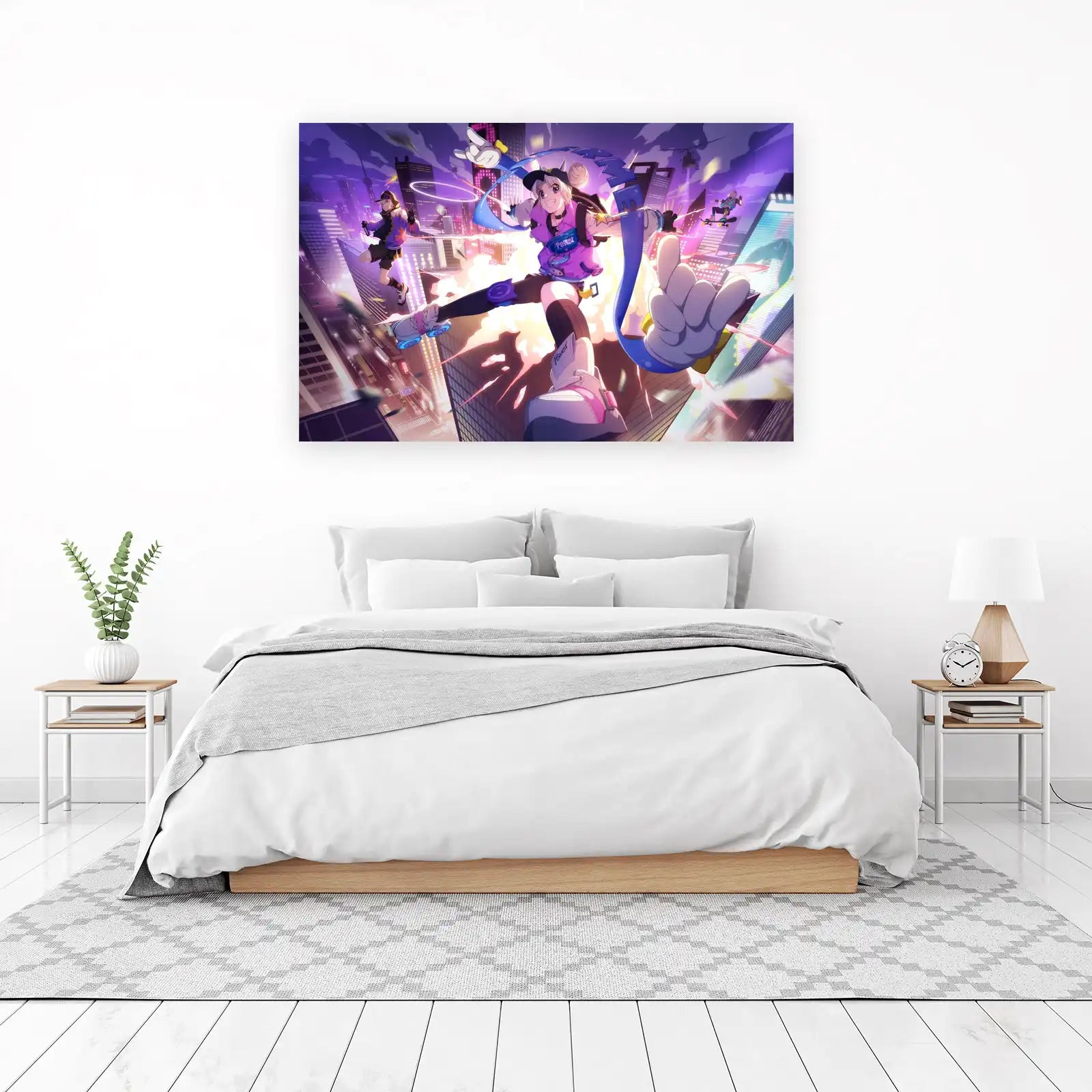 Anime Skater Cityscape Wall Art