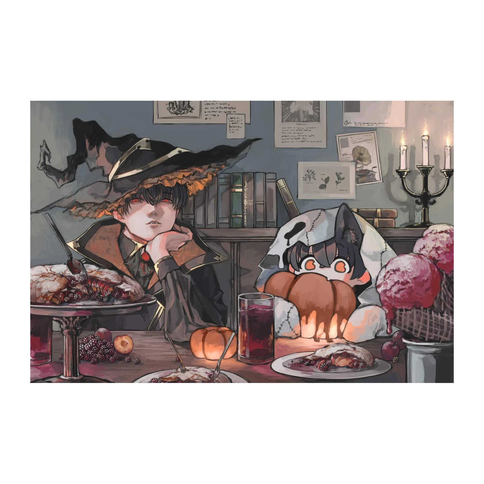 Gothic Halloween Duo Apple Pie Wall Art