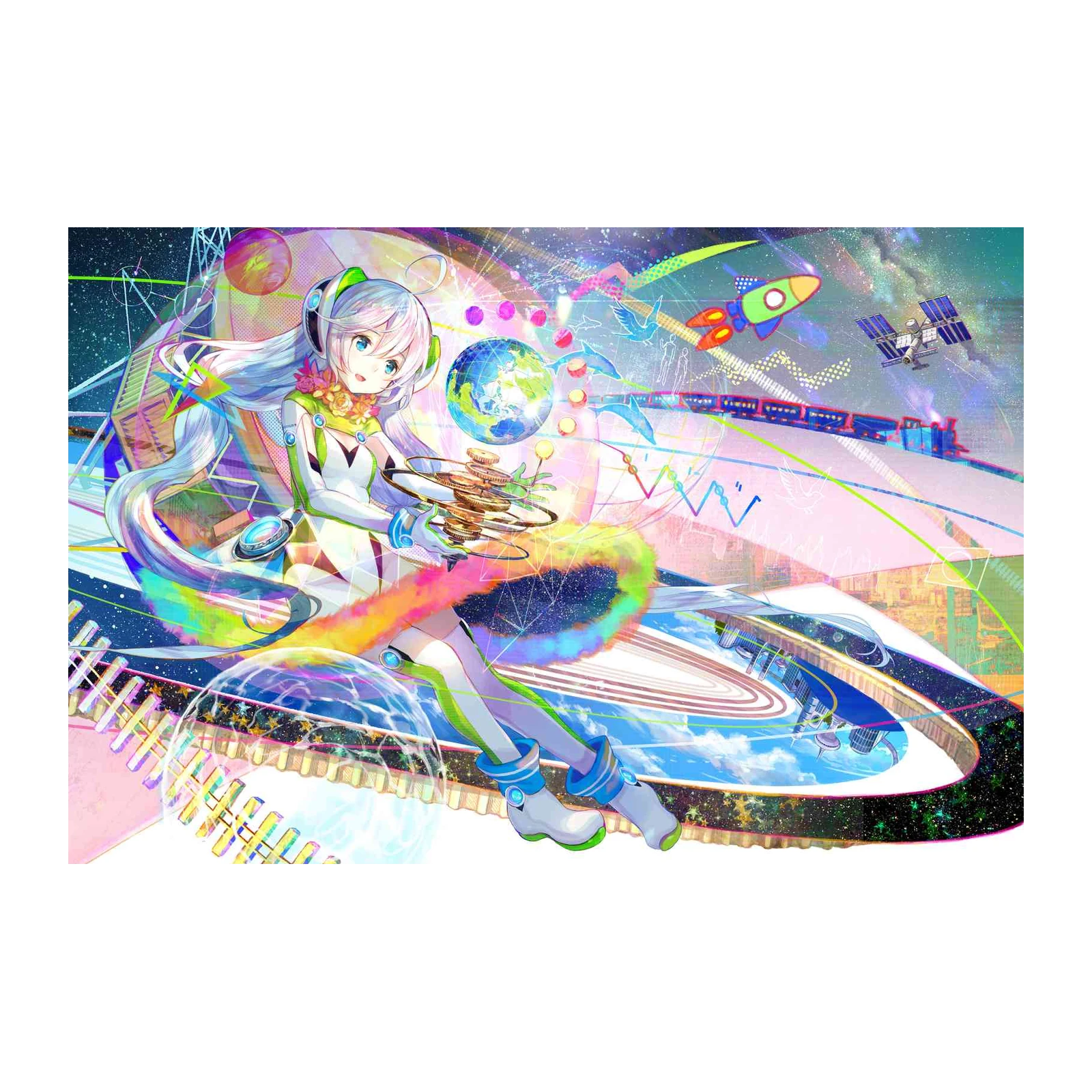 Cosmic Dreams Anime Girl Wall Art