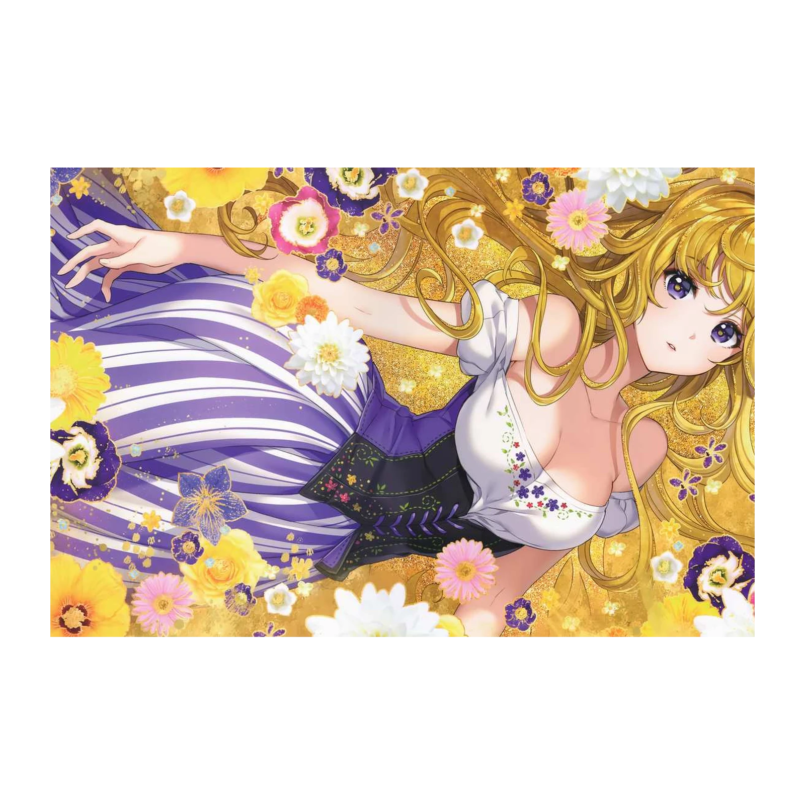 Enchanted Floral Maiden Anime Wall Art
