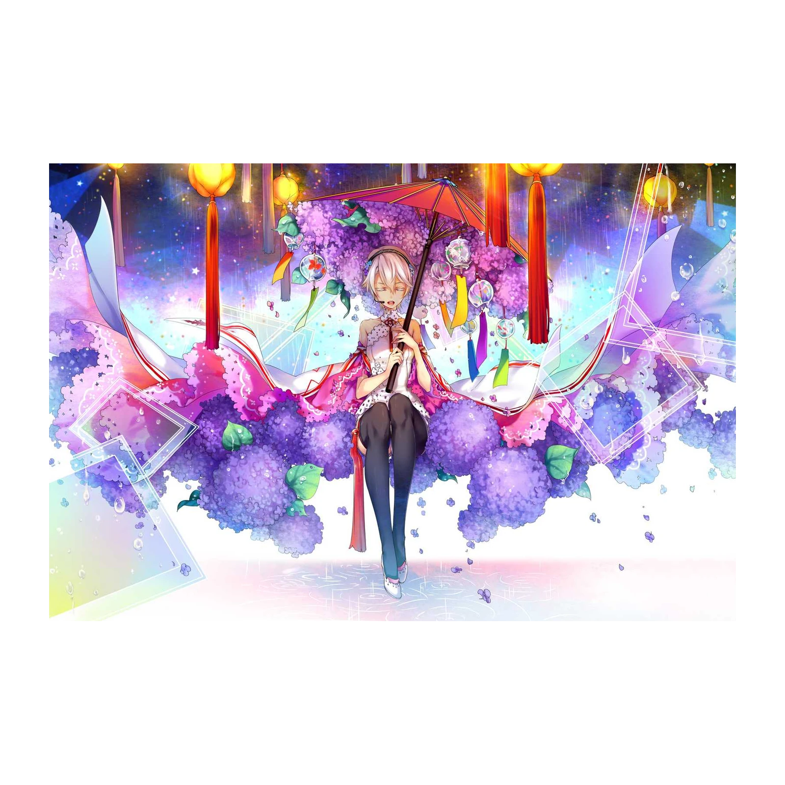 Enchanting Anime Girl & Hydrangea Dreams Wall Art
