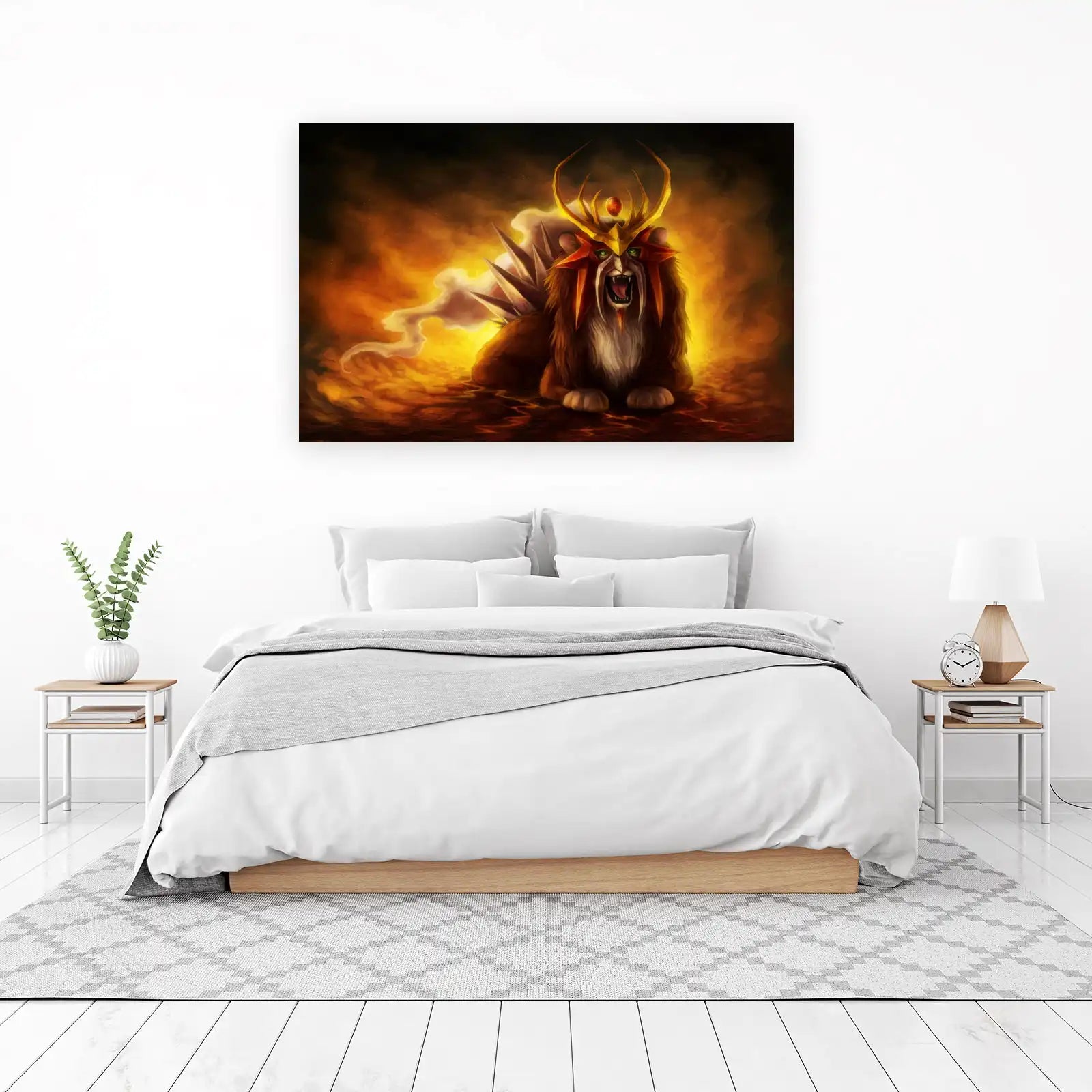 Fiery Beast King Fantasy Art Wall Art