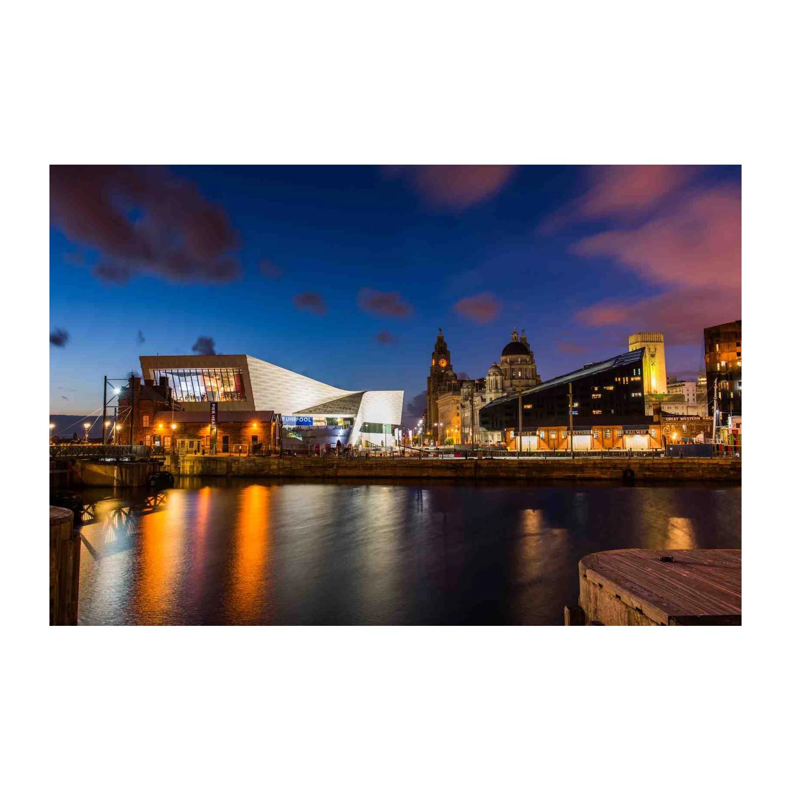 Liverpool Waterfront Night Skyline Wall Art