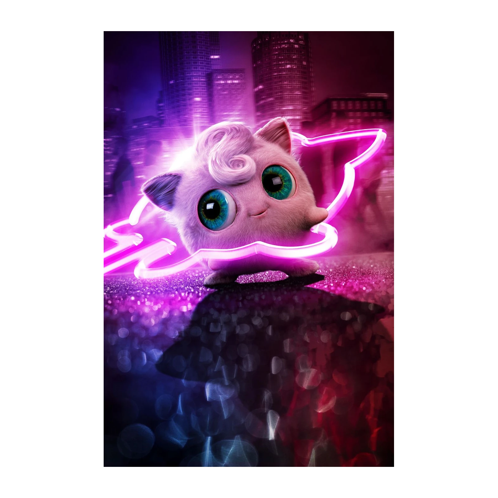 Cute Jigglypuff Neon Glow Wall Art