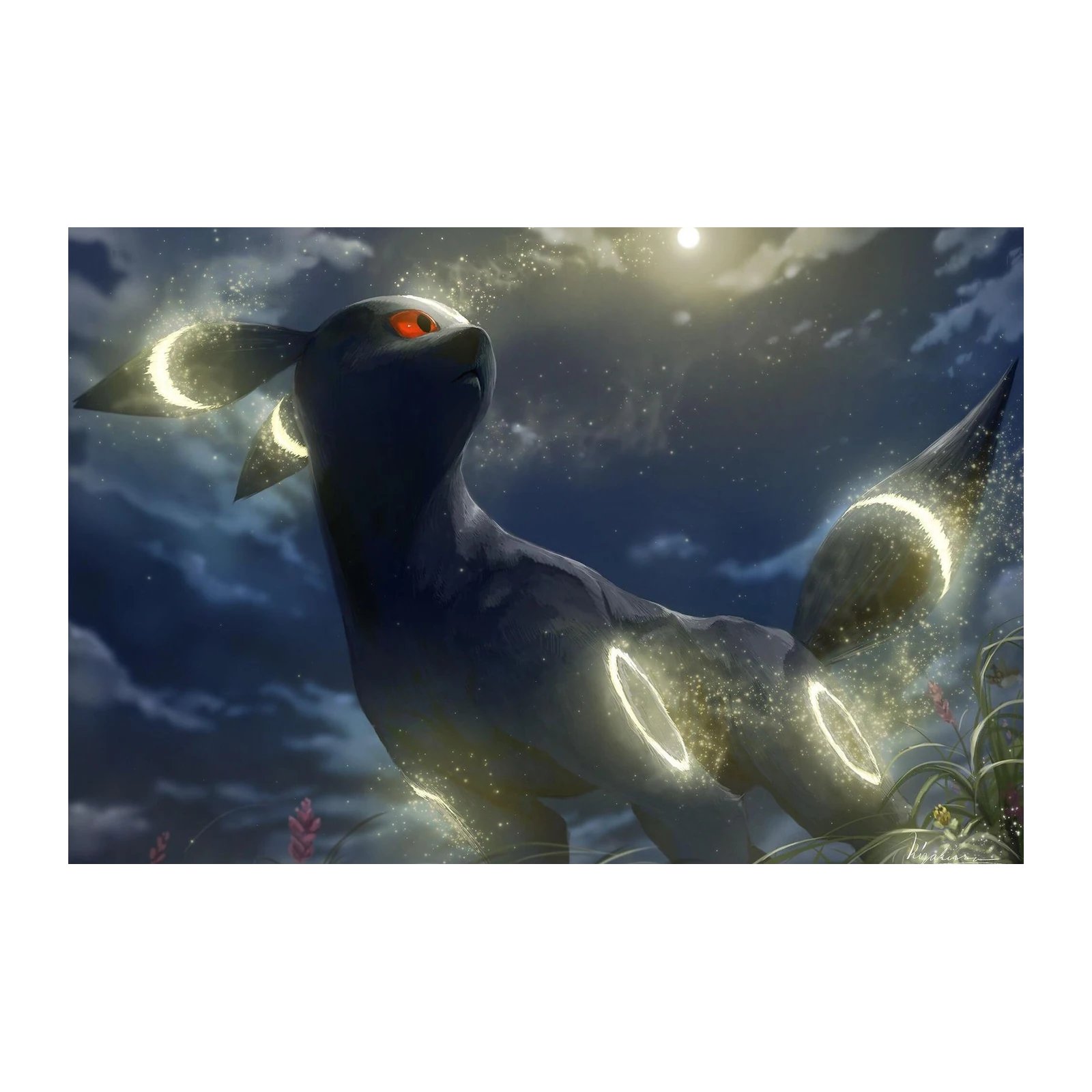 Mystical Umbreon Night Glow Wall Art