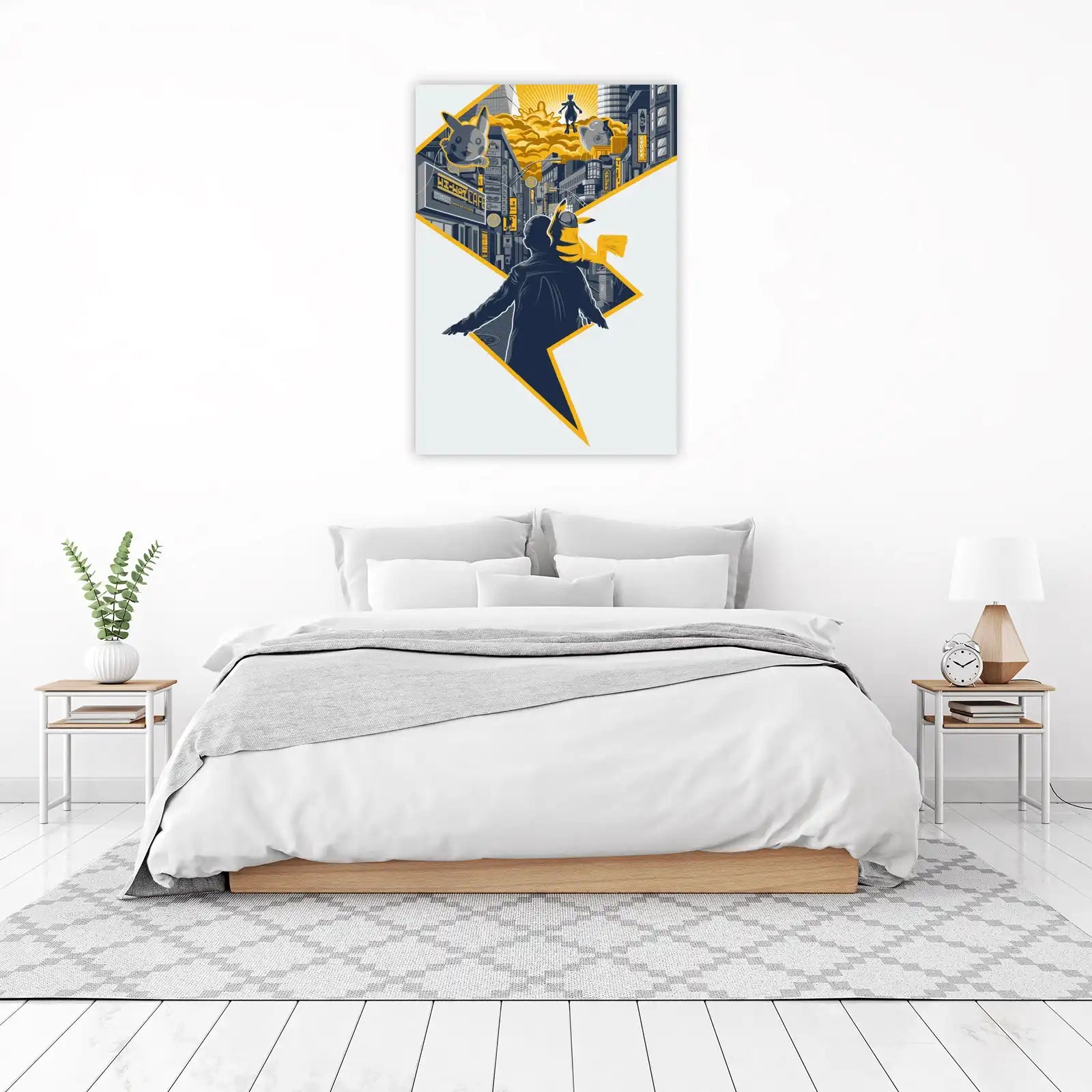 Epic Pokemon Cityscape Pikachu & Mewtwo Wall Art