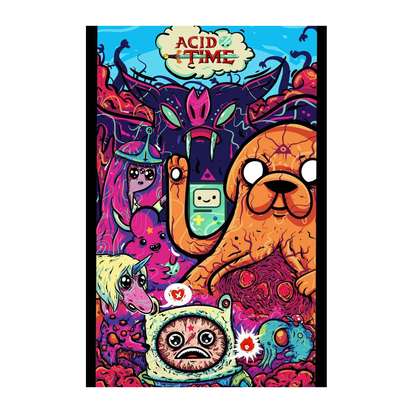 Adventure Time Psychedelic Mashup Wall Art