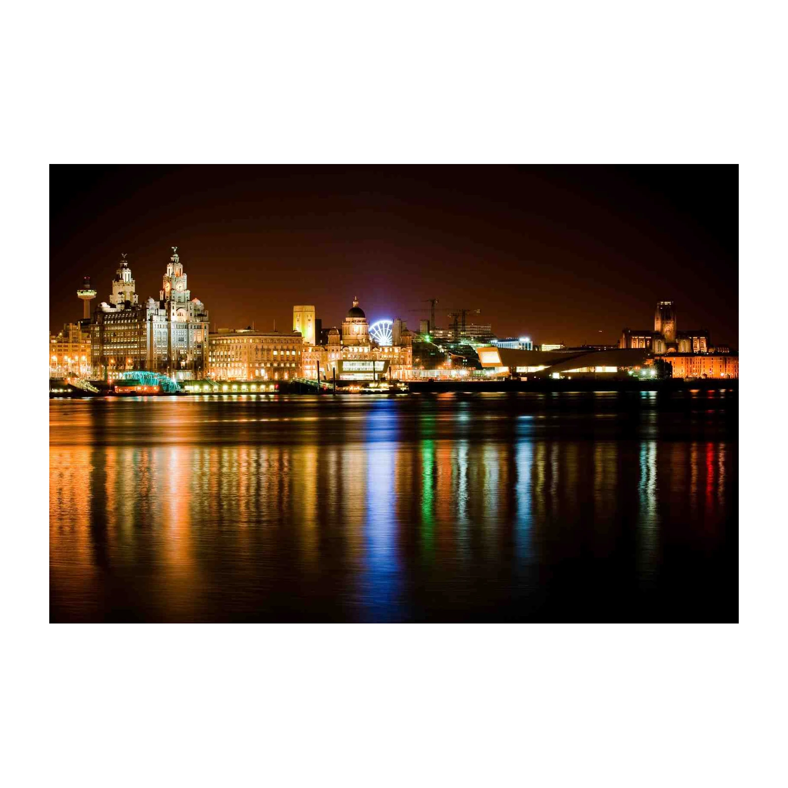 Liverpool Skyline Night Cityscape Wall Art